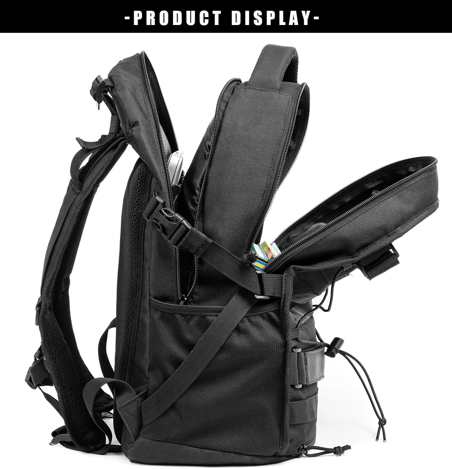 Tactical Military Backpack 30L Molle Assault Pack Army Rucksack, Heavy Duty for Hiking Camping Travel 3-Day Bug Out Bag (Black) - Image 4