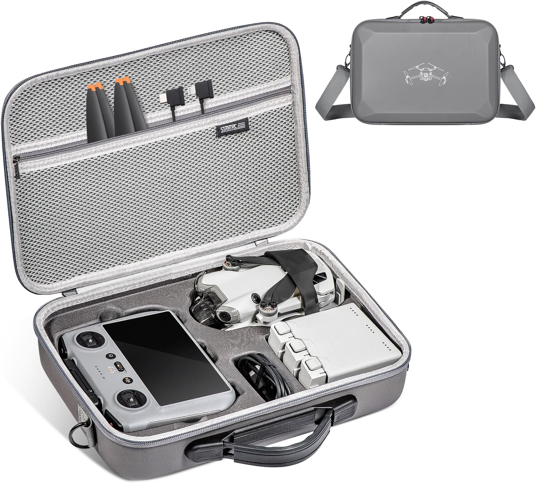 PSATCL Mini 3/Mini 3 Proケース 防水ポータブルキャリーケース DJI Mini 3/DJI Mini 3 Proとアクセサリー用 RCスクリーンコントローラー