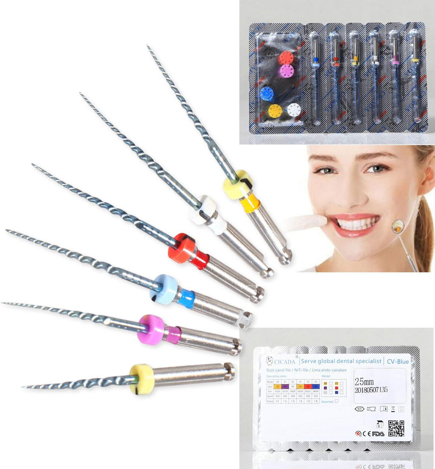 NSKI 6Pcs/ 1Pack Endo File NiTi Engine Use Super Rotary File 25mm