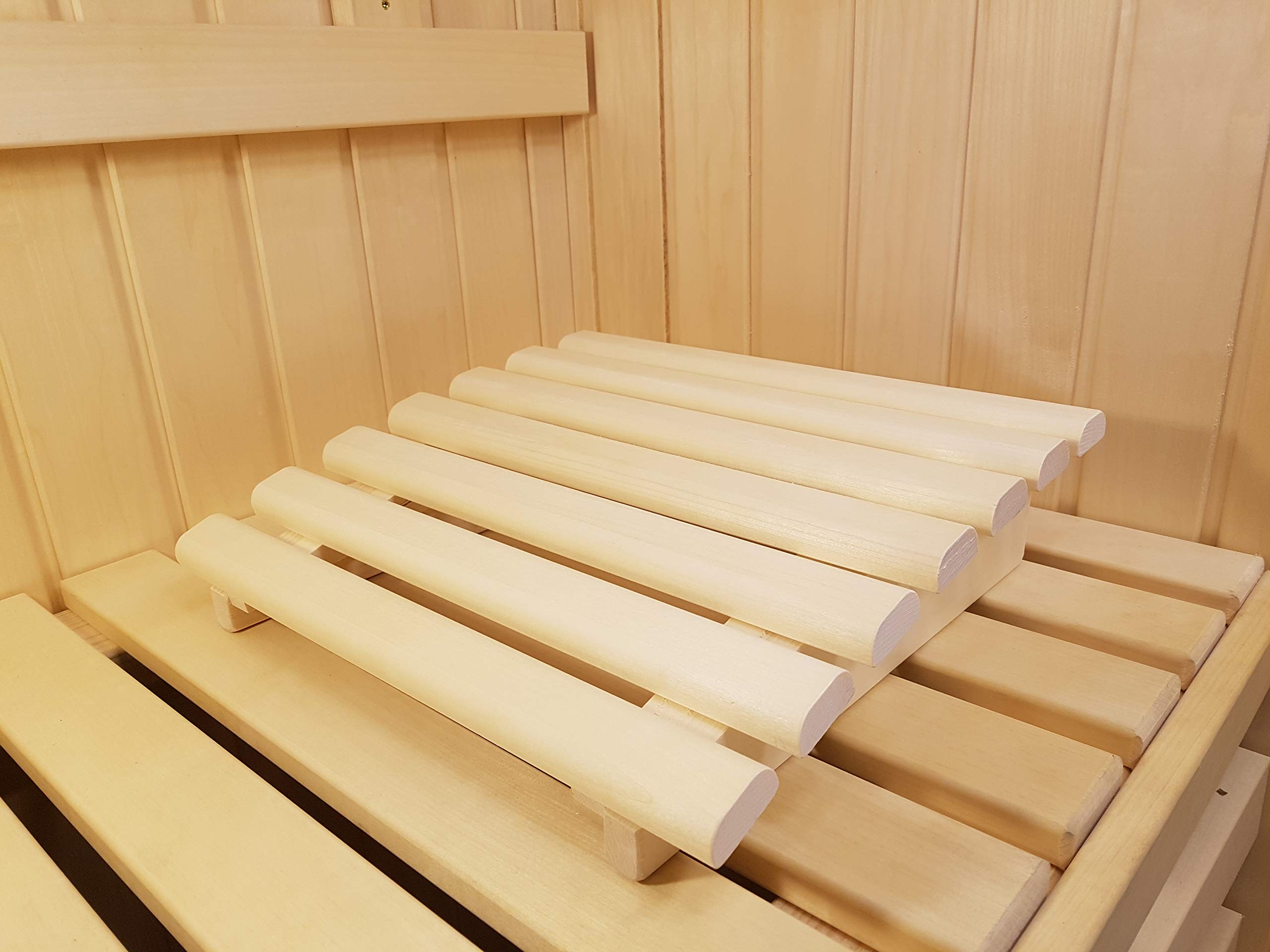 Sauna Kopfstütze J-008 Saunakopfstütze Nackenstütze Beinauflage Rückenlehne Rückenstütze Saunazubehör Espenholz kein Nadelholz daher ohne Harz und nur wenig wärmeleitend