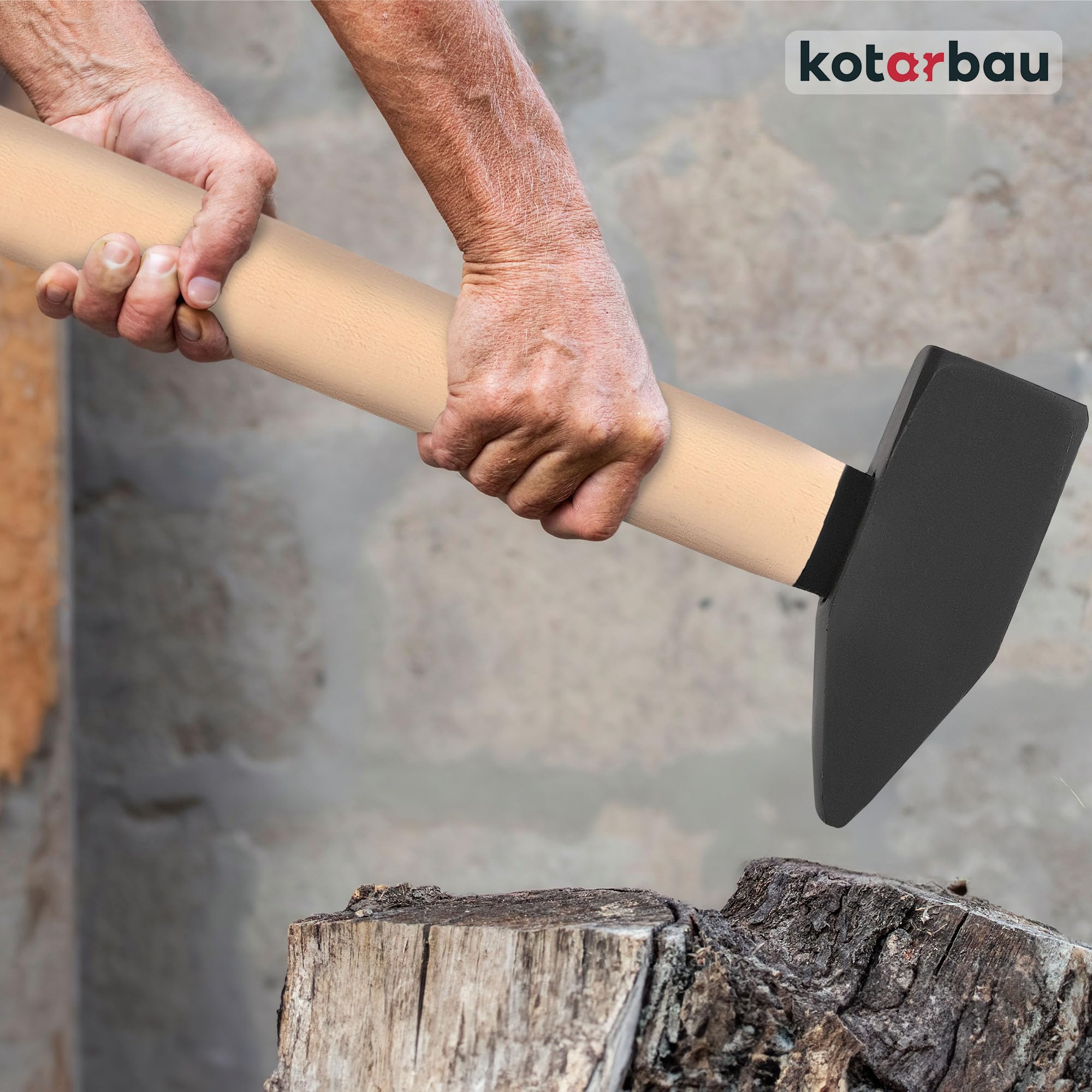 KOTARBAU® Martillo - 5 kg - Acero - Maza Cuña Leña - Maza Albañil - Mazo Demolicion - Machota Albañil - con Mango de Madera - 70 cm - Negro & Natural