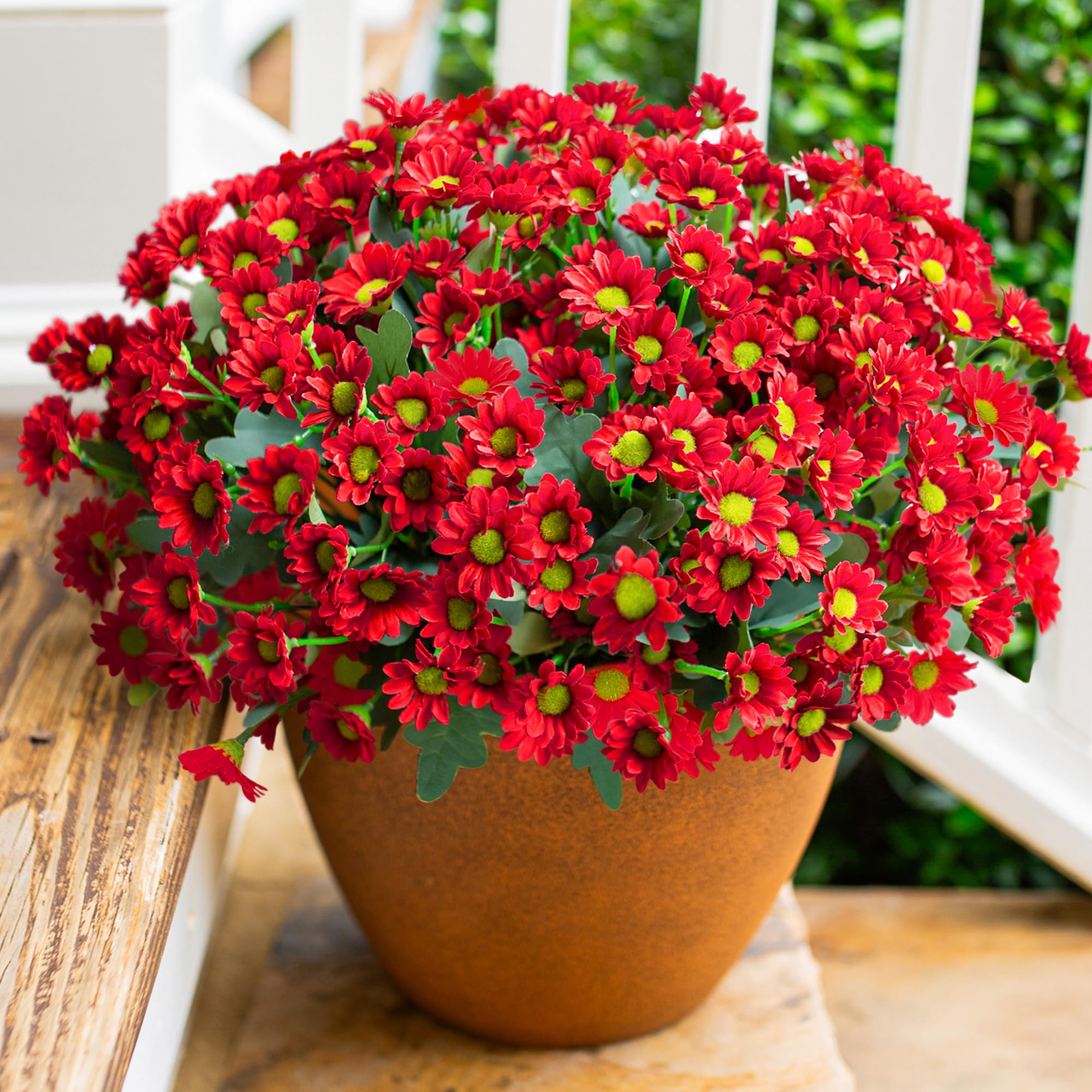 Daisy Artificial Flowers for Outdoors Decoration, 6 Bundles Fake Plants Flowers Bouquet Faux Flowers for Outdoor Planter Look Real UV Resistant Silk