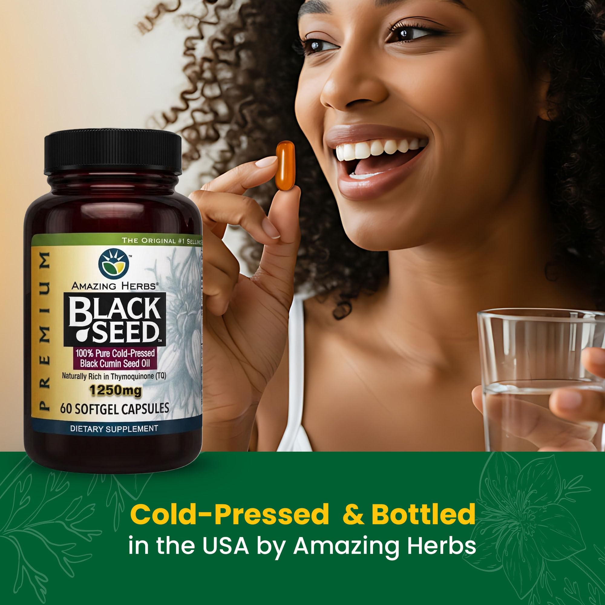 Amazing Herbs Premium Black Seed Oil - 60 Count Softgels, 1250mg — Amazon image 6