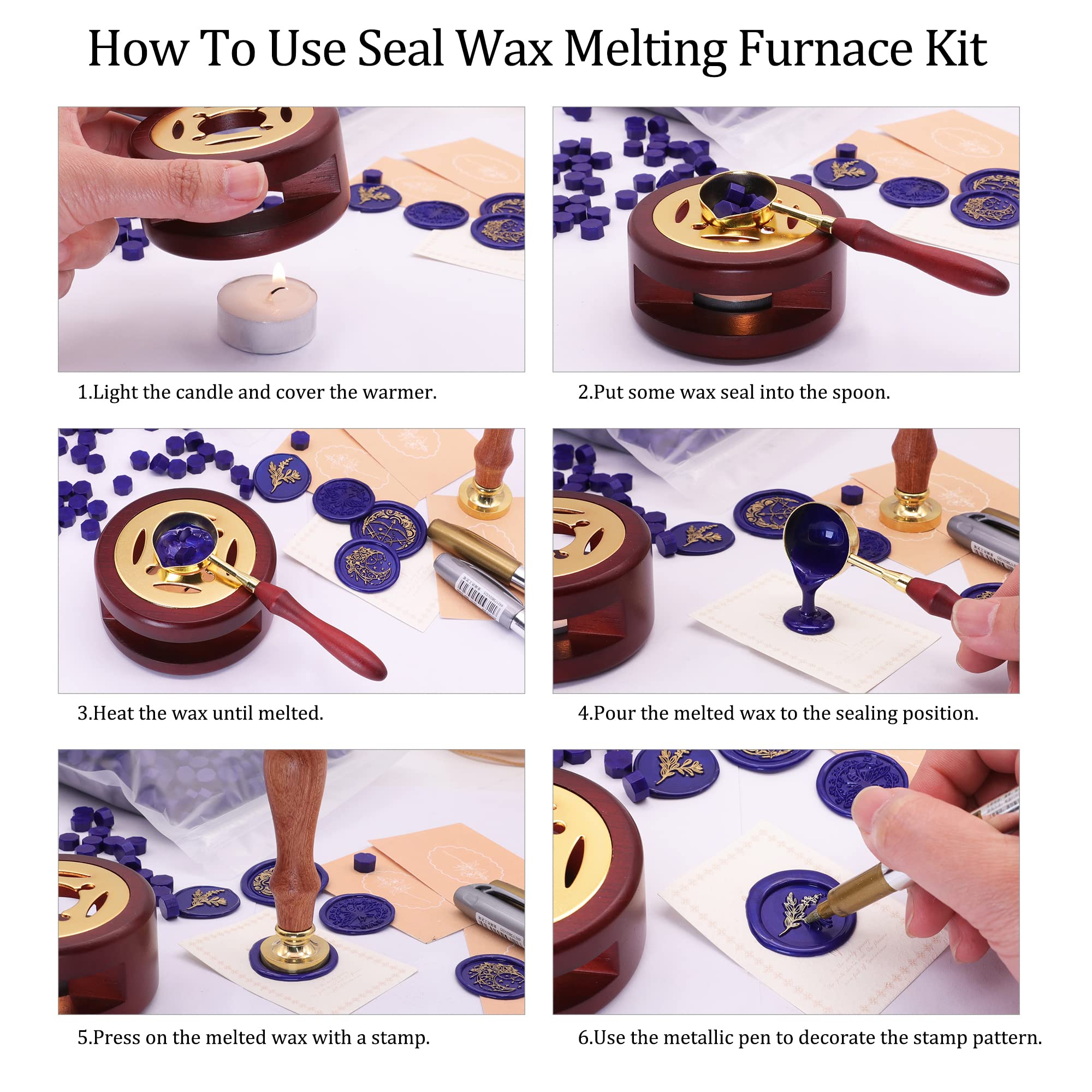 SWANGSA Kit de cera de sellado, 1450 cuentas de cera de sellado, verde metálico, calentador de sello de cera, cuchara de cera, bolígrafo de sello de cera dorado y velas de té para sello de cera y