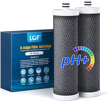 LCF Replacement Filter, Compatible with LCF-CF-01-ALK, Waterdrop Filter Replacement for WD-CTF-04 System, Replaces WD-CFF-02, 6+1-Stage, Silver Ions Enhanced, 16,000 Gallons, 2-Pack