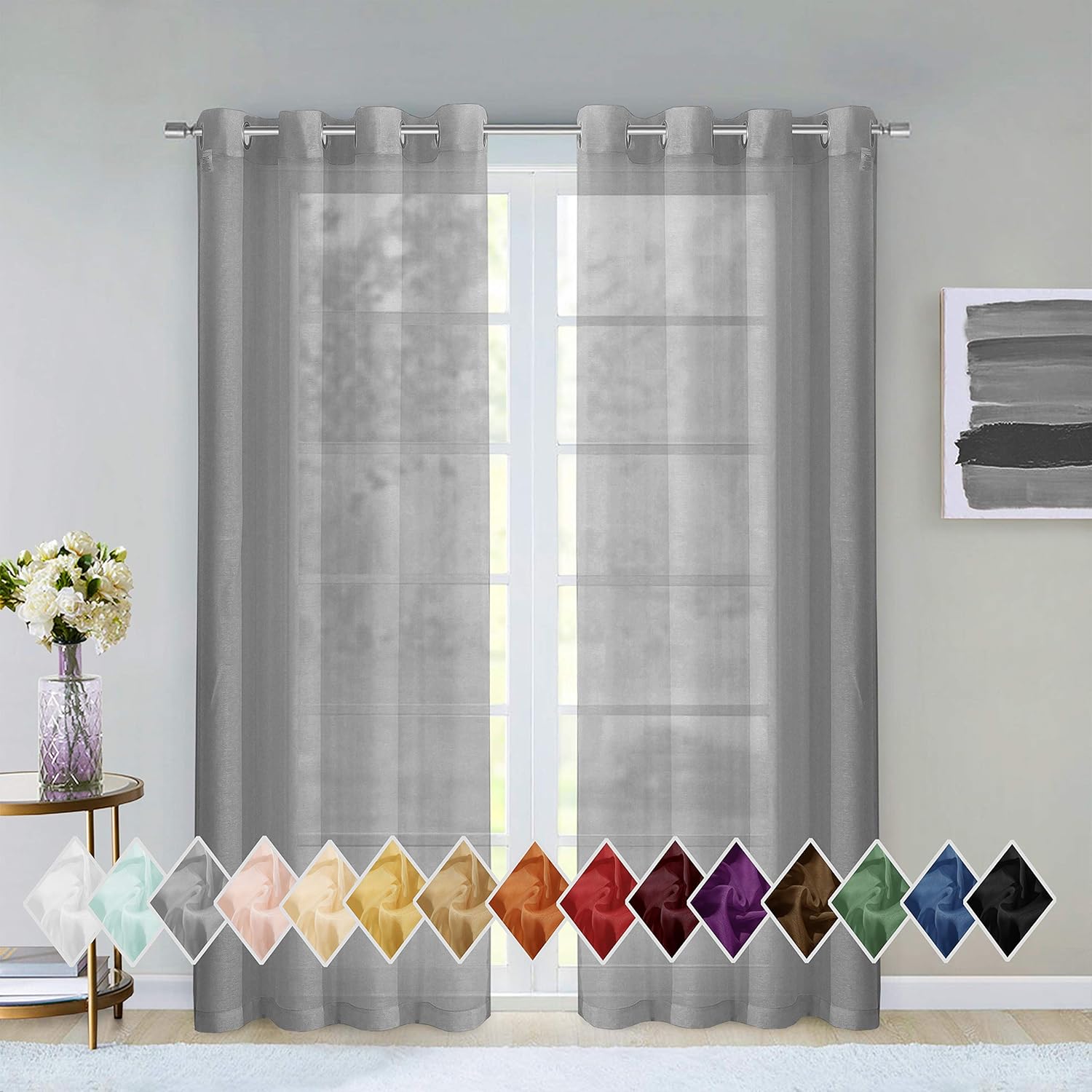 Solid Sheer Curtains Curtains for Bedroom Non Black Out Curtains Room Decor Sheer Linen Curtains Bedroom Curtains Grommet Curtains 84 Inches Long Extra Wide 54 Inch Set of 2 Curtains Panels in Aqua