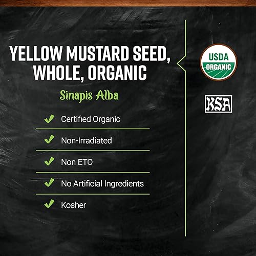Miniatura 5 de Frontier Co-op Semilla de mostaza amarilla entera orgánica, bolsa a granel de 1 libra, picante suave para sopa, decapado y más Kosher