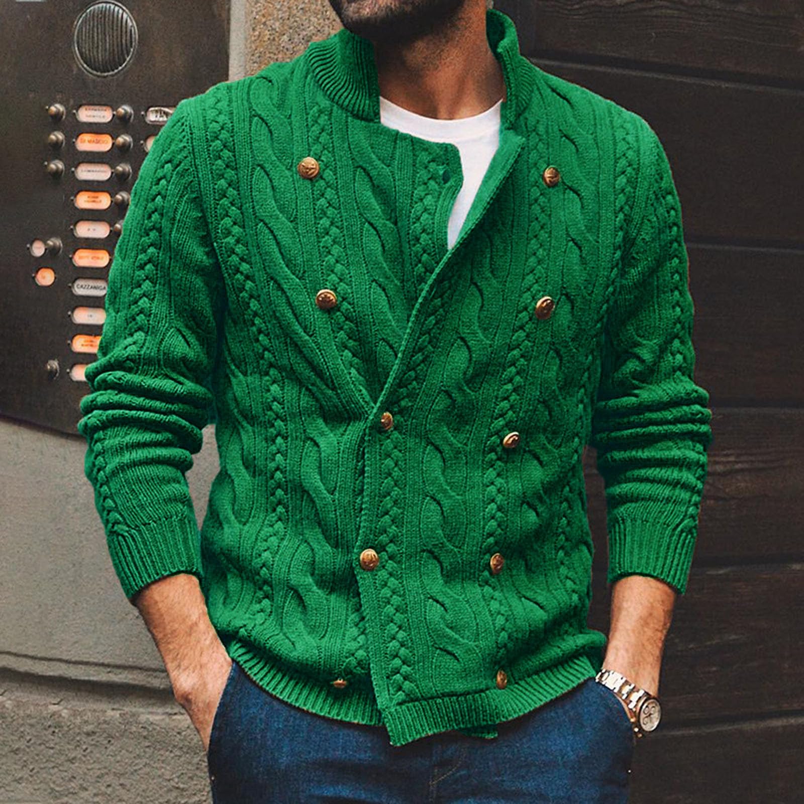 Genérico Cardigan Punto Hombre, Chaqueta Punto Botones Hombre Cuello V Cierre De Botones Y Bolsillos para Chaqueta Primavera Y Otoño Cómodo Suave Abrigo Casual Moda para La Moda Diaria Y Comodidad