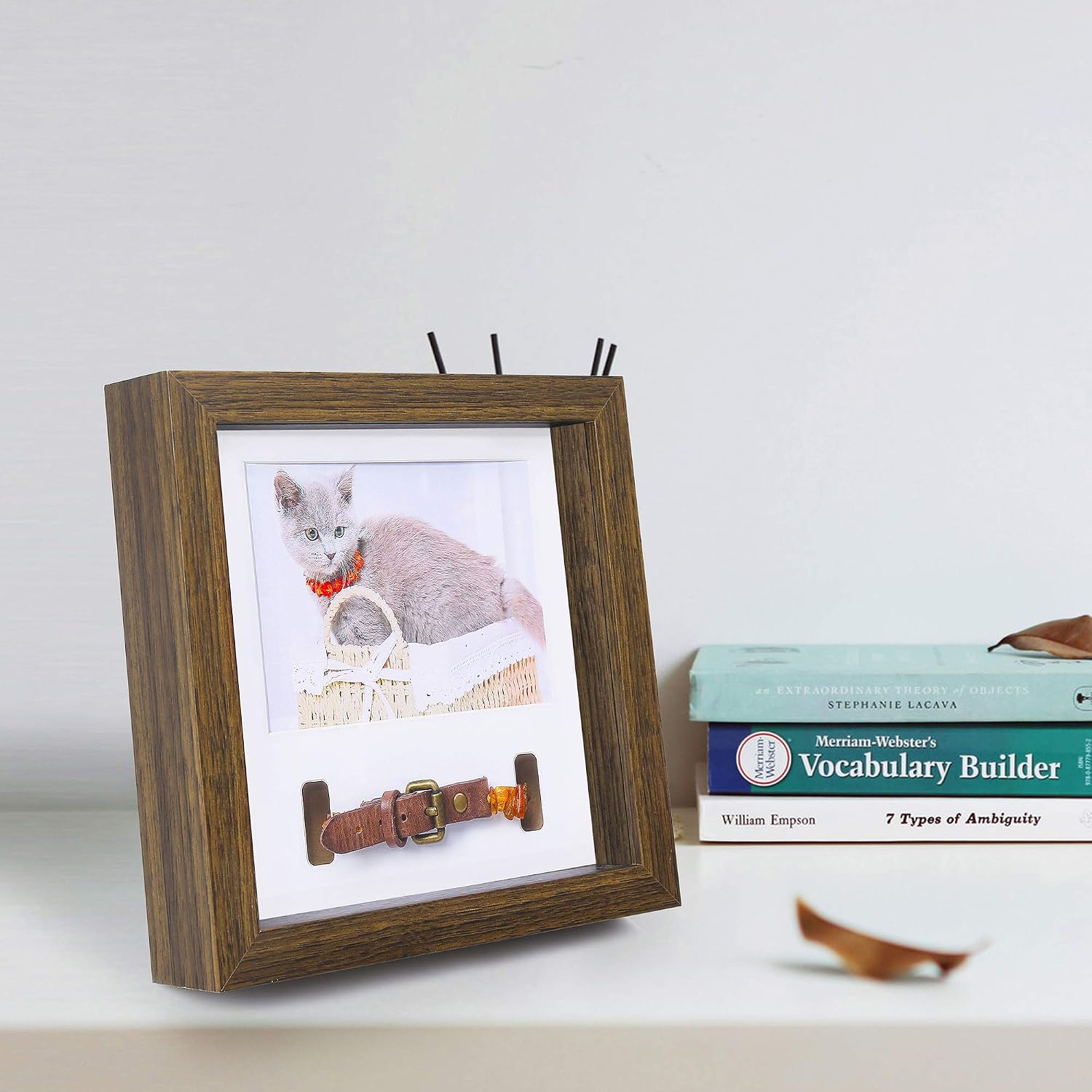 KCRasan Pet Memorial Picture Frame - Sentiment Frame for Loss of Dog or Cat Gifts - Pet Collar Frame Remembrance Sympathy Keepsake, Brown