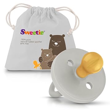 SWEETIE Rubber Pacifier Natural Rubber Pacifier Rounded Grey Large 12-18 Month