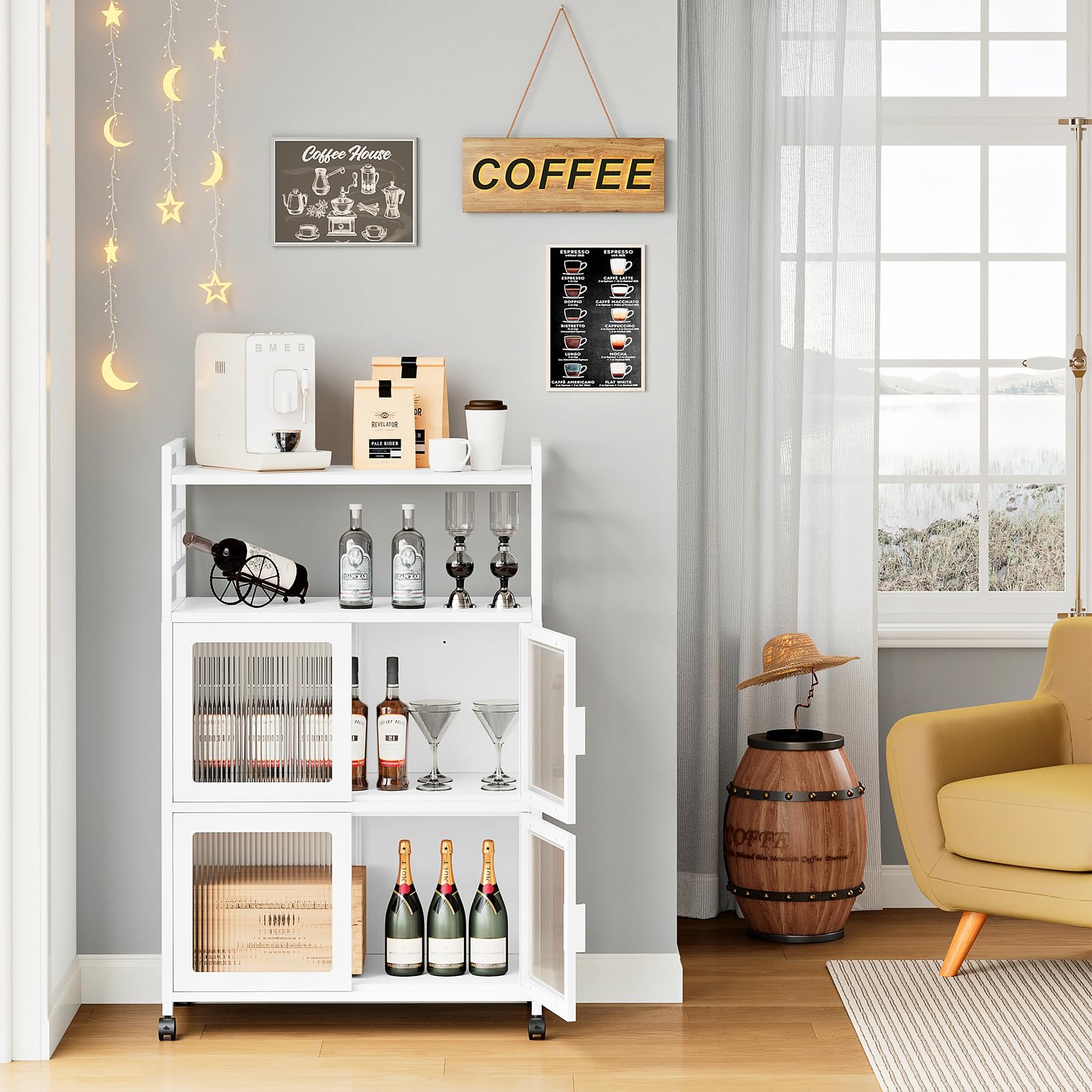 Küchenwagen auf Rollen Aufbewahrungsschrank Metallschrank Küchenschrank Buffetschrank Vitrinenschrank Mehrzweckschrank Aktenschrank Lagerschrank Stahlschrank Rollschrank 80 x 40 x 125cm
