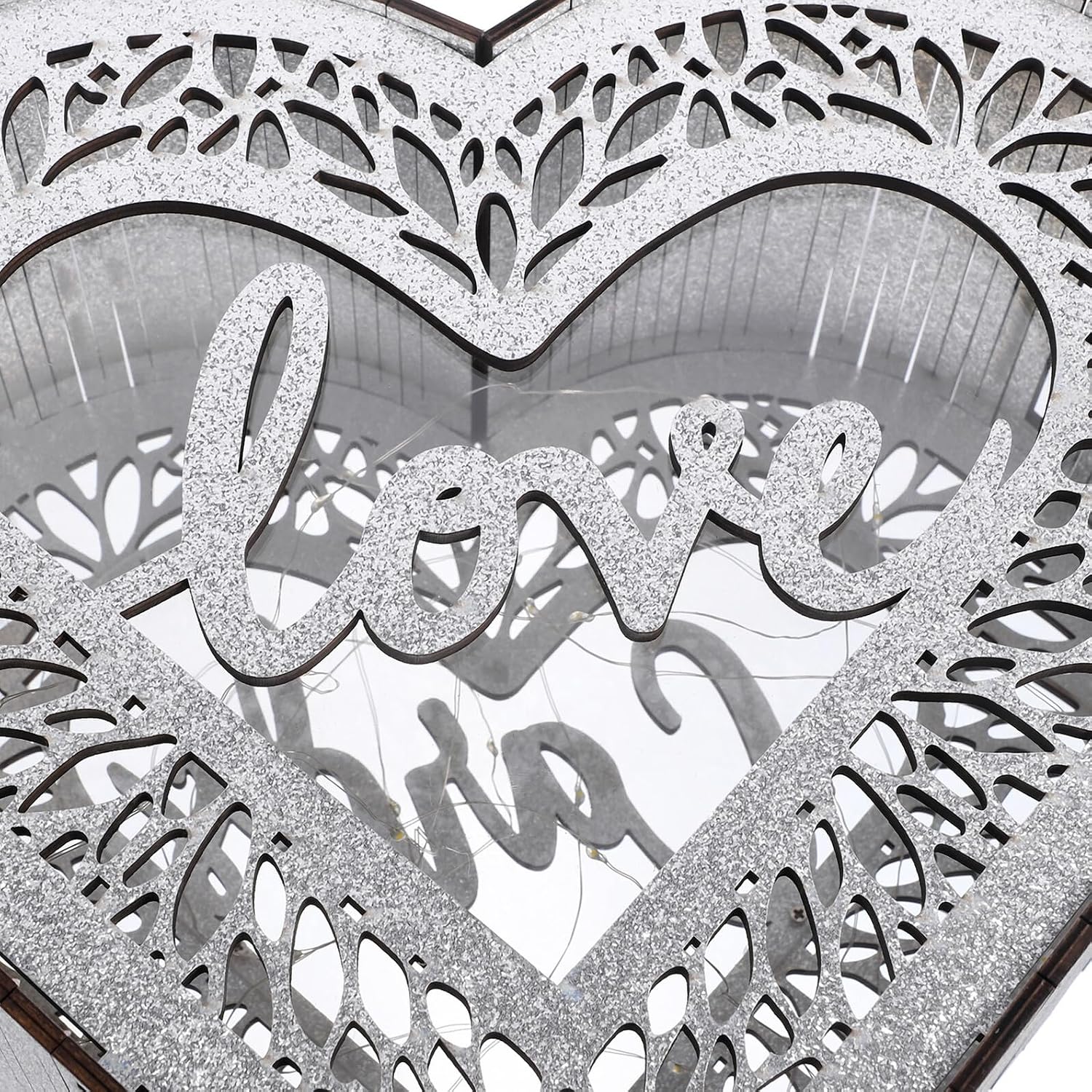 Vaguelly Wooden Heart-shaped Wedding Card Box with Lock, Rustic Blessing Card Container for Reception and Anniversary Party Decor,