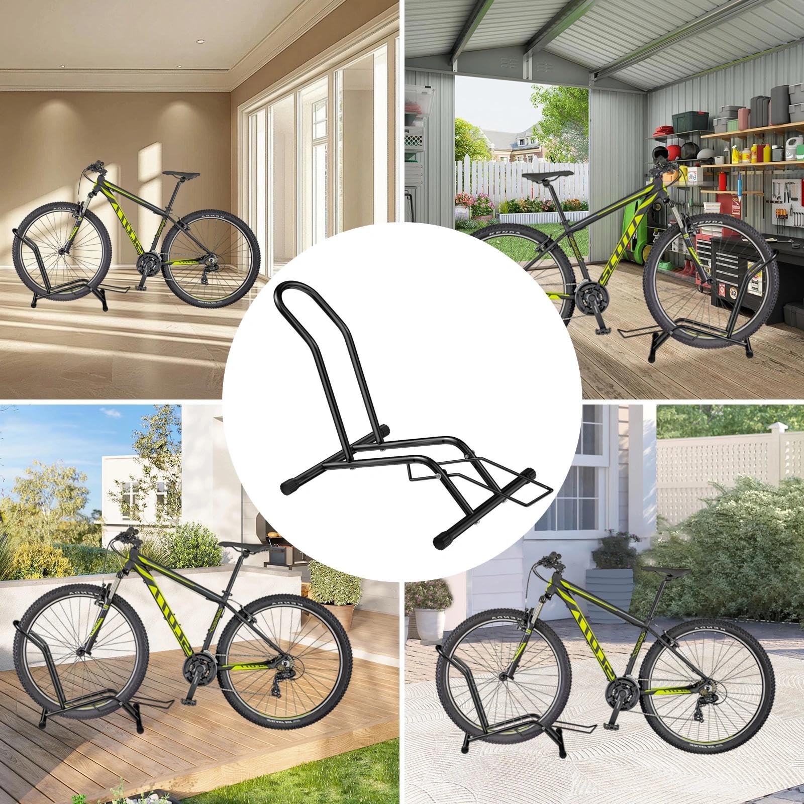 1 Pieza Soporte Bicicleta, Soporte Bici Suelo, Aparcamento Bicicleta, Soporte de Bicicleta Independiente, Soporte para Estacionamiento de Bicicletas para Rueda Delantera o Trasera(Negro)