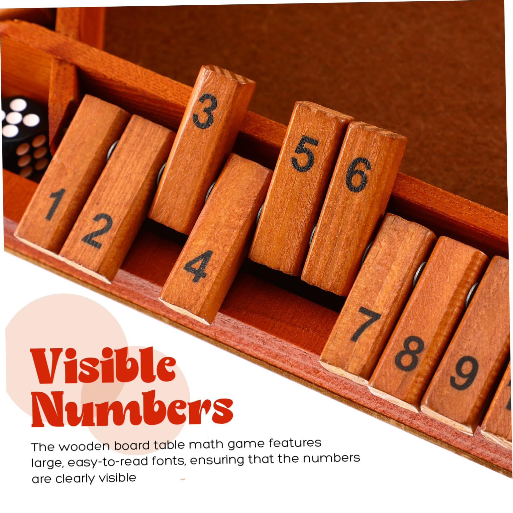 PLAFOPE Shut The Box Gra Drewniana z Sześciościennymi Kośćmi Liczbowymi Interaktywna Planszowa Gra Matematyczna Przyjęcia i Spotkania Rodzinne Wytrzymała i Przenośna Plansza z Drewna