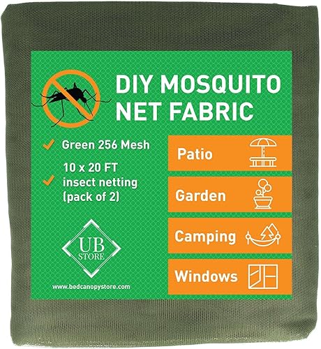 Mosquitera verde de bricolaje Paquete de 2 redes de 10 x 20 pies Cubierta de insectos para jardín, patio, exterior y ventanas Varios tamaños en