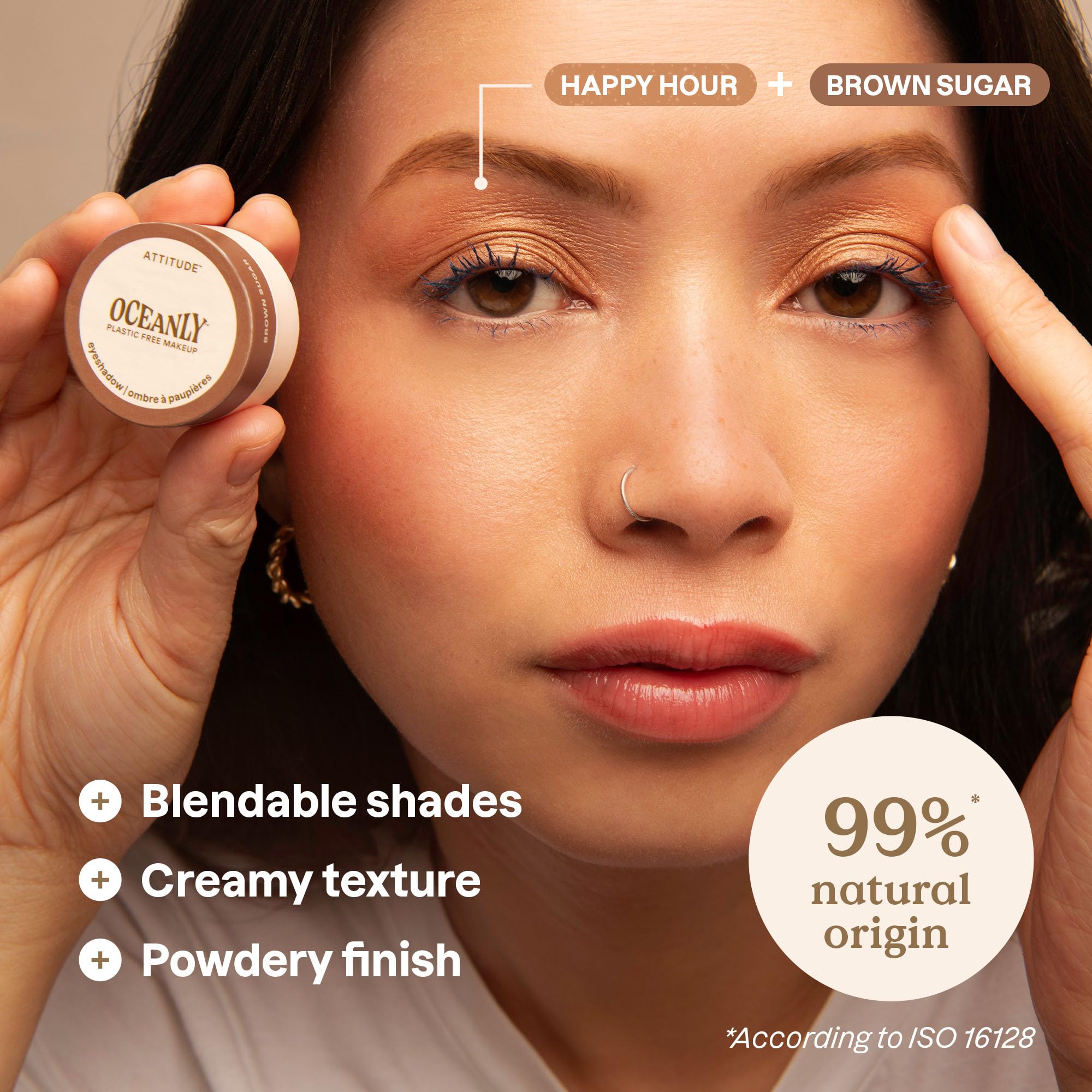 ATTITUDE Oceanly Eyeshadow, EWG Verified, Single Matte Cream Eyeshadow, Plastic-Free, Vegan Beauty and Makeup, Brown Sugar, 5 mL - Image 2