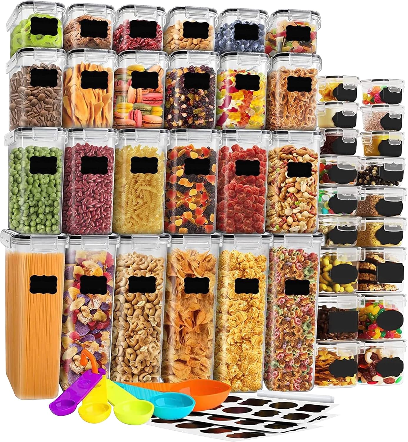 stusgo 42 Pack Airtight Food Storage Containers with Lids, BPA Free Clear Pantry Storage