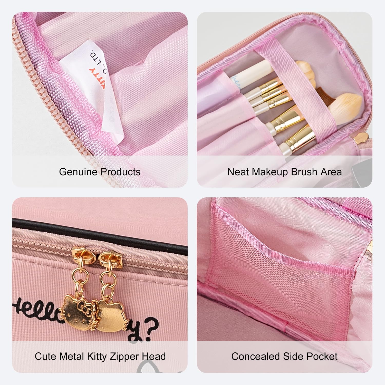 AmBealla Travel Makeup Bag Large Cosmetic Bags with Brush Holder, Pink Waterproof 2PCS Portable Cosmetic Case for Women, Toiletry Storage Bag for Skincare & Beauty Tools for Girls - Image 8