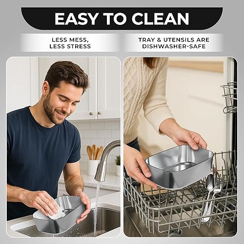 Miniatura 7 de FORABEST Fiambrera con calefacción, lonchera eléctrica de 80 W para adultos, calentador de alimentos portátil con recipiente de acero inoxidable de