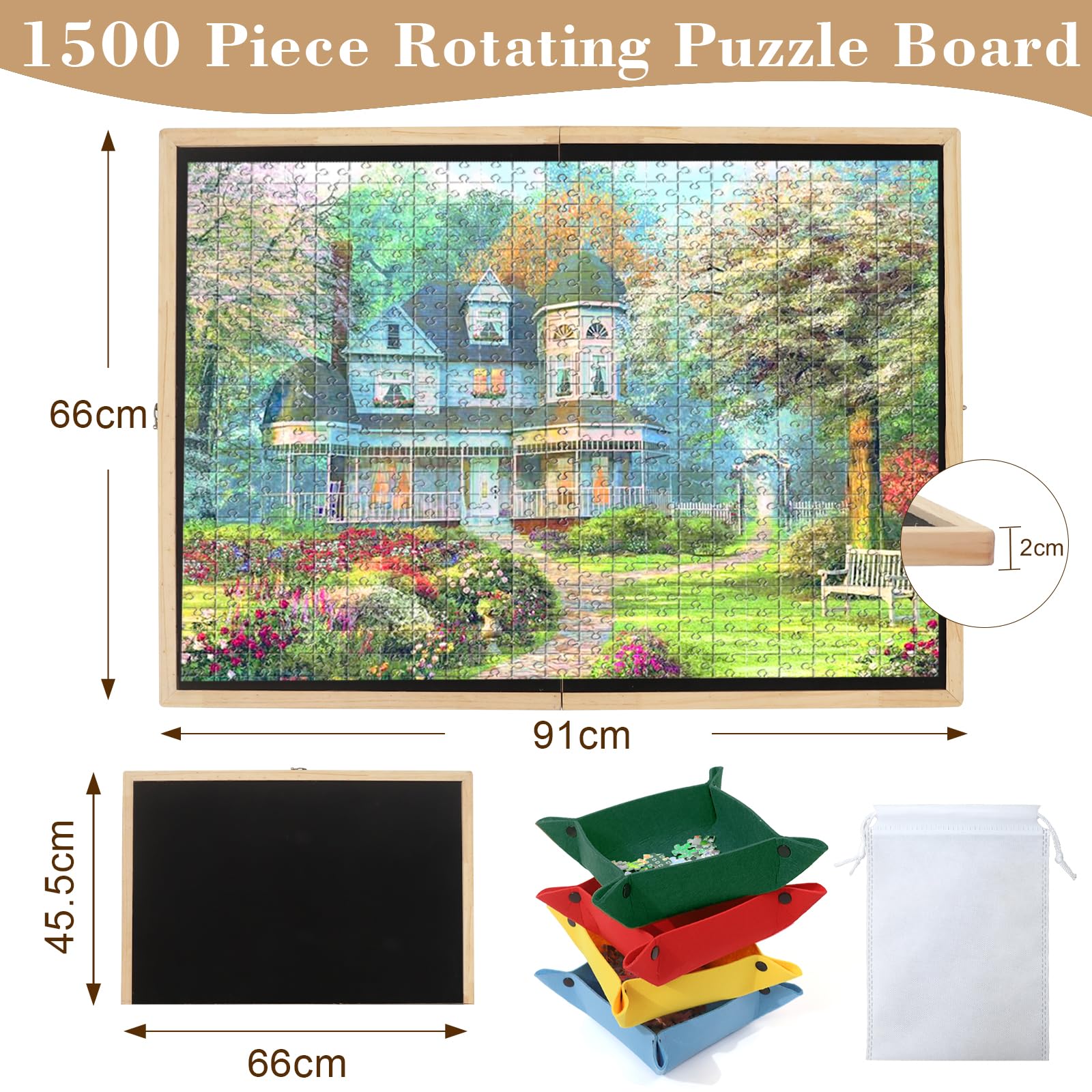 Wdmiya 1500 Pièces Planche Puzzle Pivotant Pliable avec 4 Cases de Tri