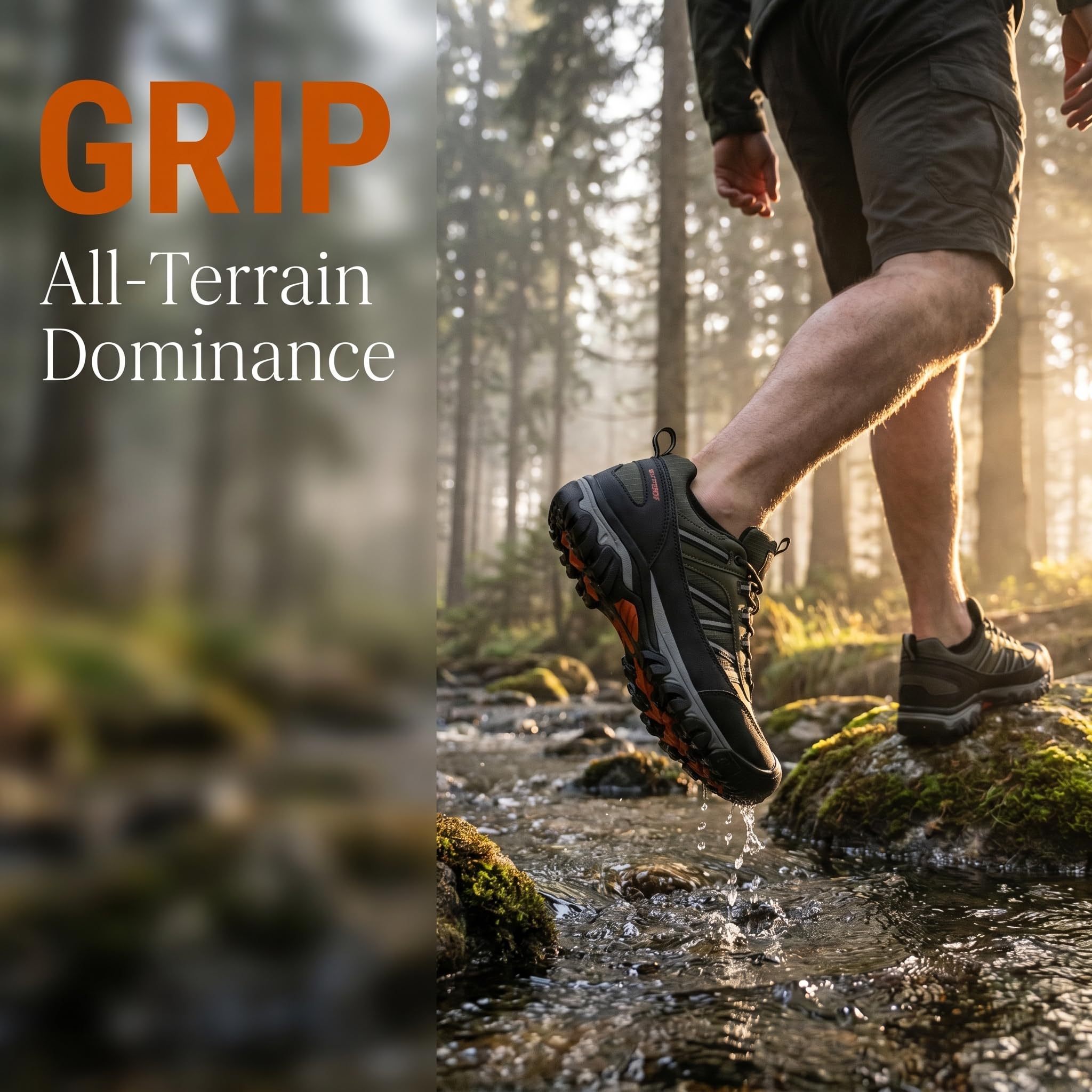 AX BOXING Wanderschuhe Herren Wasserdicht Trekkingschuhe Niedriger Outdoor Schuhe Zehenkappe für Trekking Wandern Camping 41-46 EU
