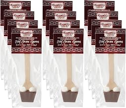 Chocolate Works Hot Chocolate Spoons – Milk Chocolate with Marshmallows – Stirring Spoons for Hot Cocoa – Individually Wrapped – Pack of 12