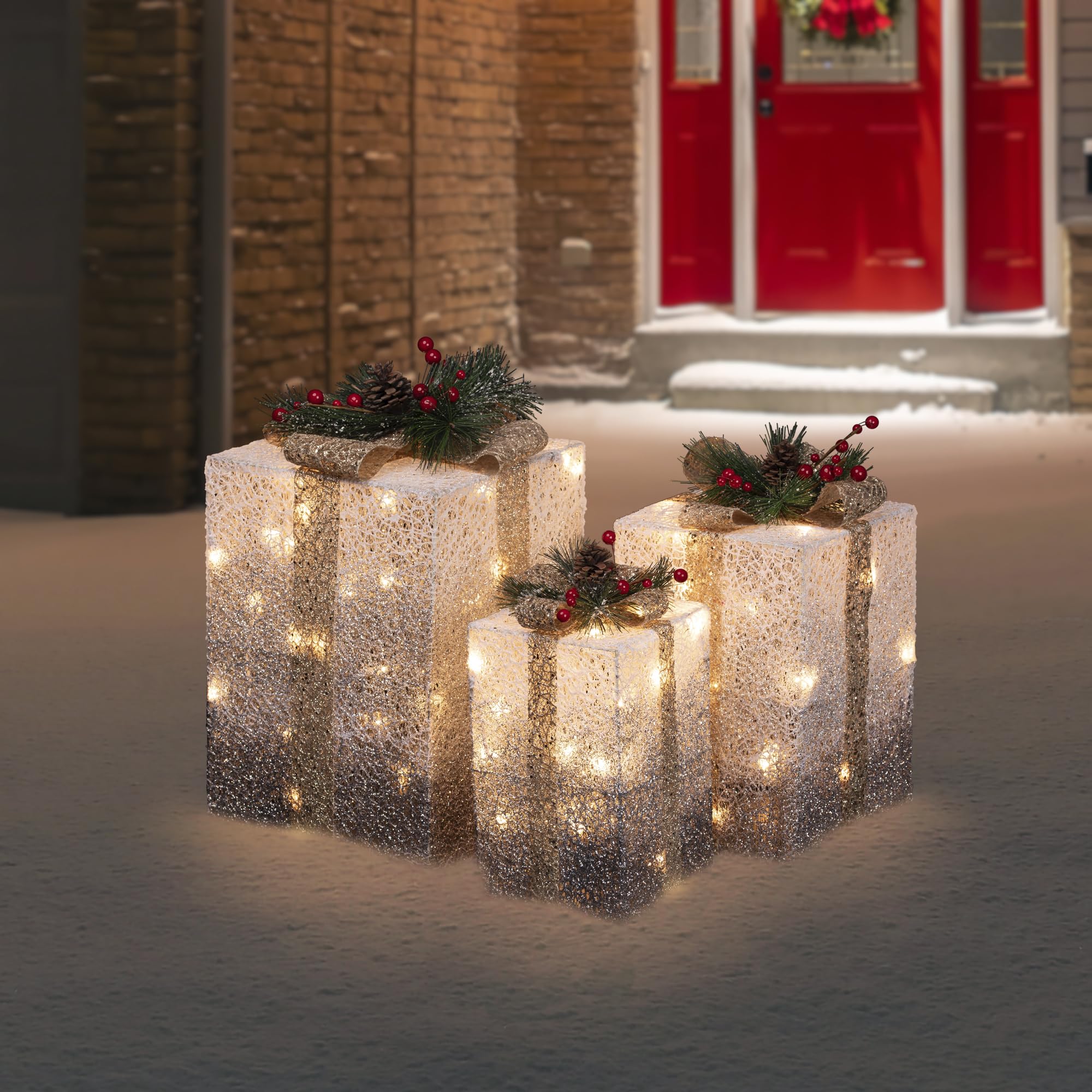 月邸GIFT Metal Gift Boxes with LED Lights, Set of 3 | Costco