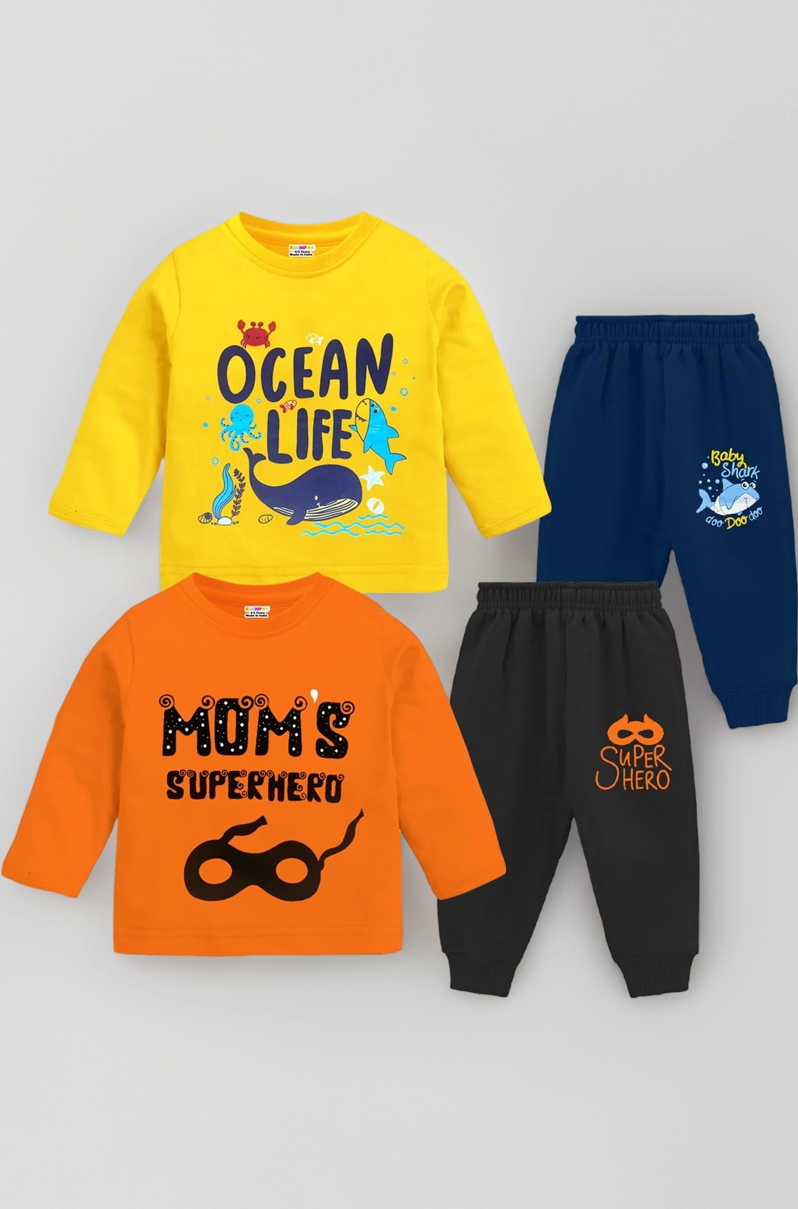 Boys Regular Fit Cotton T-Shirts and Pyjamas Set