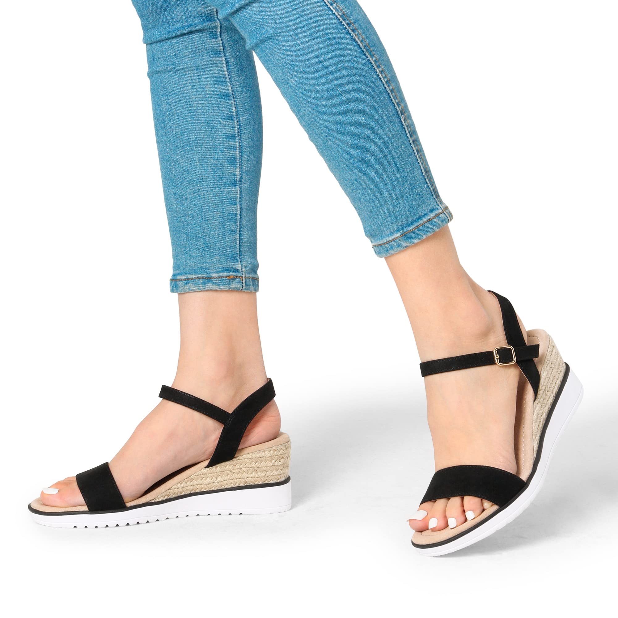 DREAM PAIRS Sandales Femme Été Compensées Espadrilles Plateforme Confortables Bride Cheville Boucle Ajustable Chaussures Été Femme Plage Vacances Élégantes