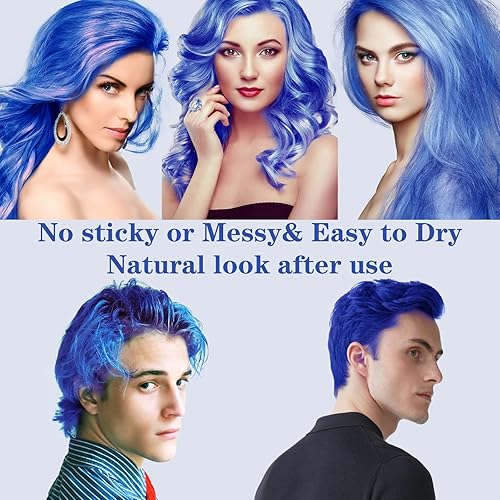 Miniatura 2 de Cera de color azul lavable, tinte temporal de color para el cabello para niños, cera de color instantáneo natural, peinado, pomadas para el cabello