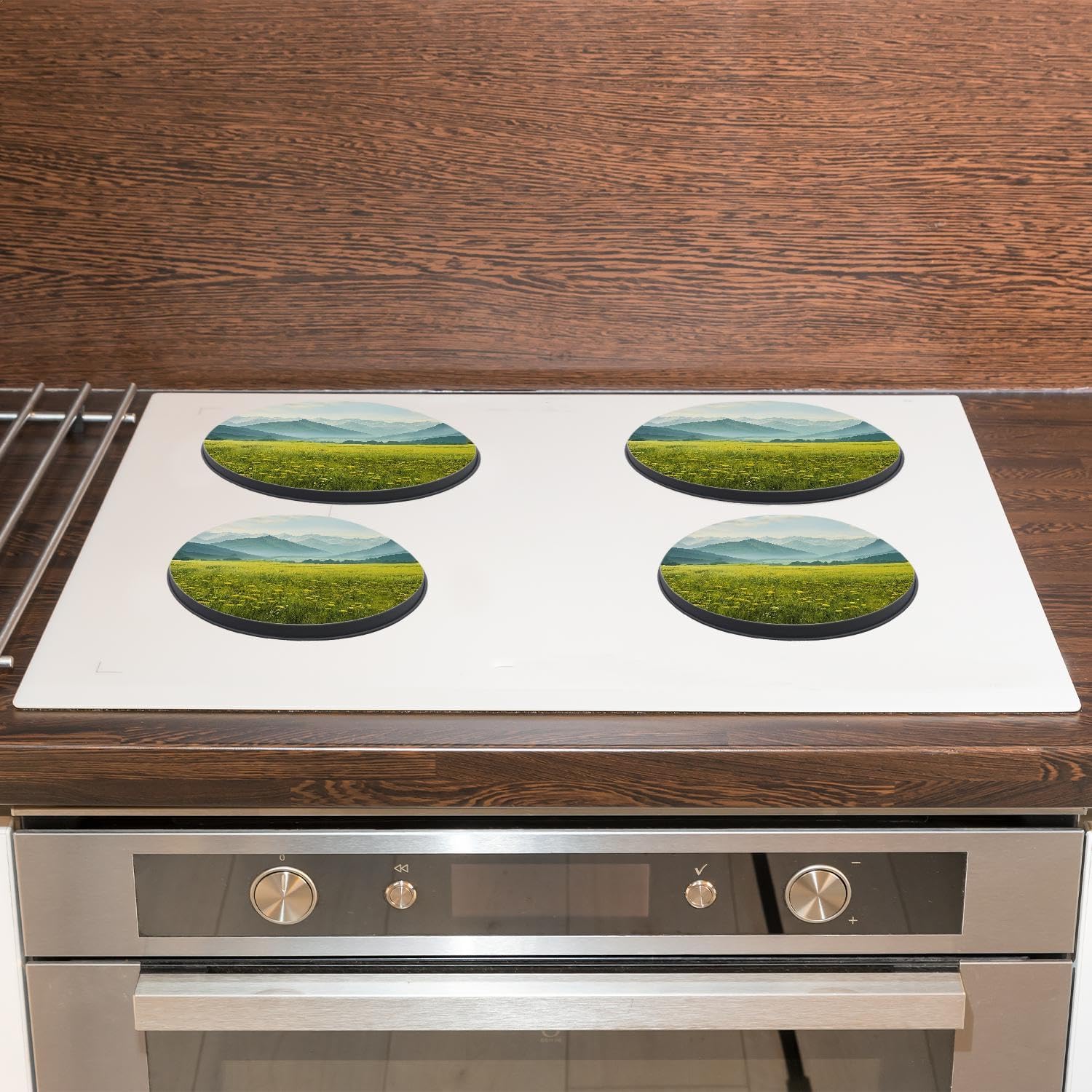Fog Set of 4 Stove Burner Covers - Premium Round Electric Stove Range Protectors,8 IN & 10 IN