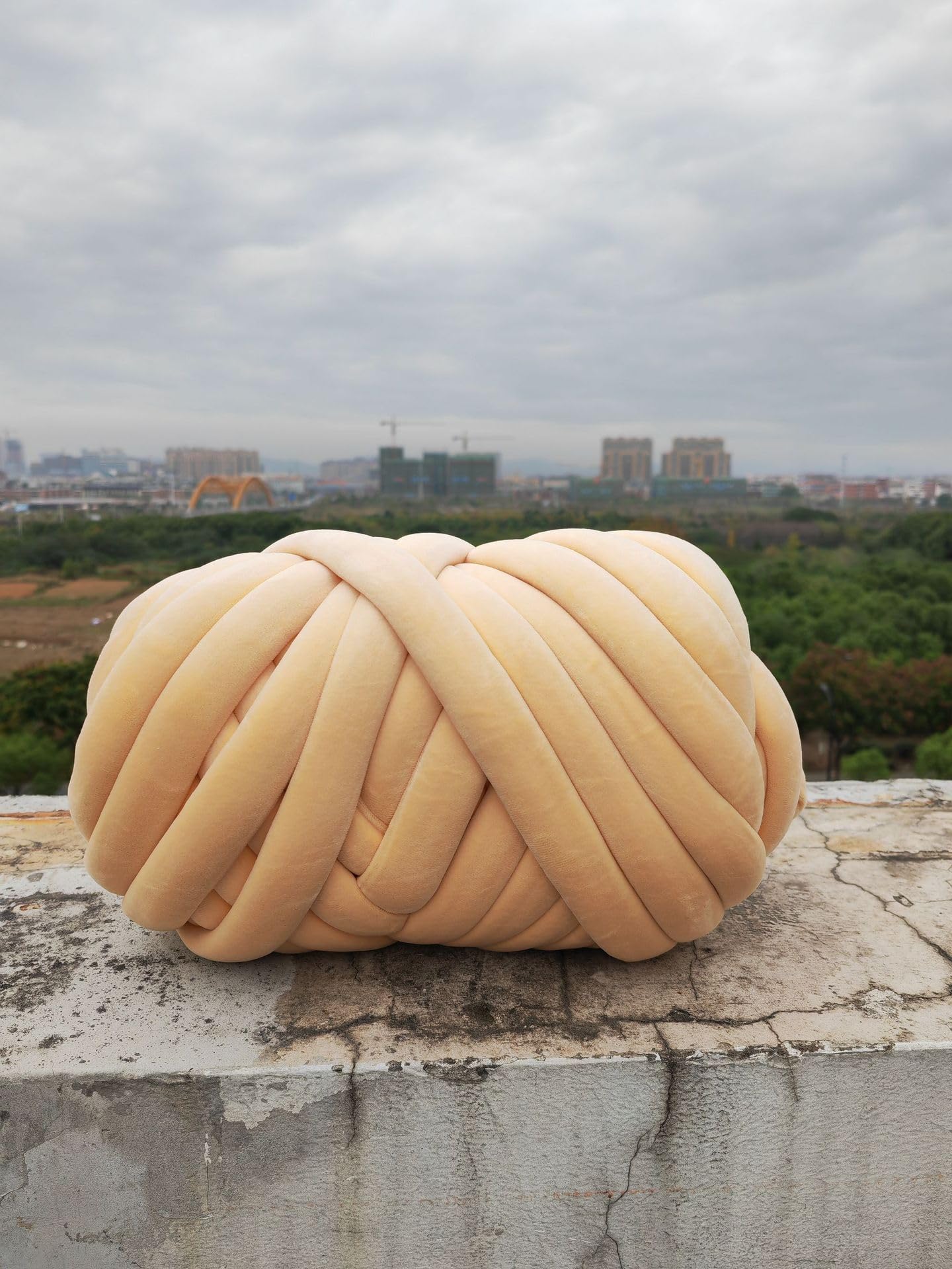 Włóczki do ręcznego dziergania, Super gruba włóczka szydełkowa 1 kg aksamitna wielokolorowa do robótek ręcznych DIY(Egg yellow 1KG)