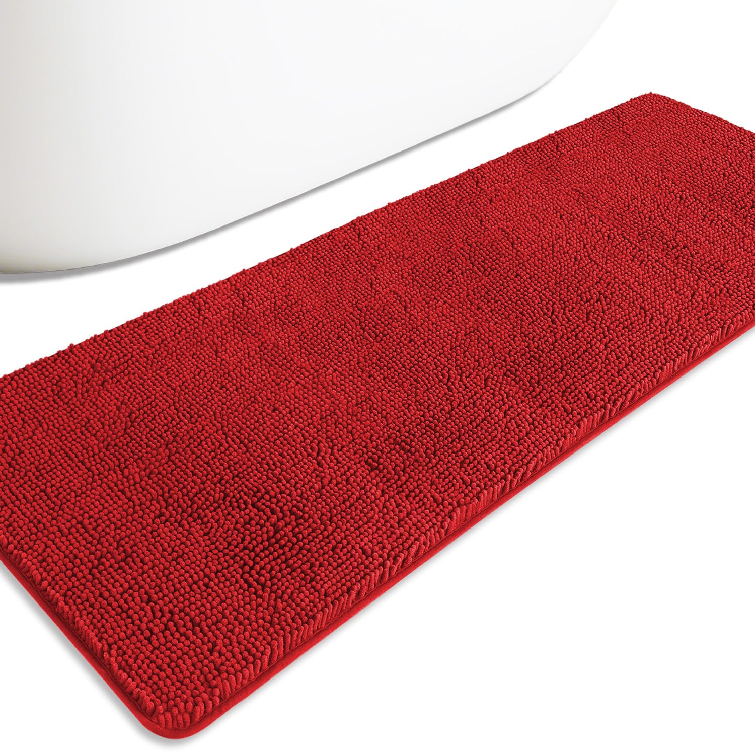 PureSwan Bathroom Runner Rugs 24 x72 Non Slip – Extra Large Long Bath Mat | Absorbent and Washable Thick Chenille Bath Rug for Bathroom, Shower, Sink(Red) — image 1