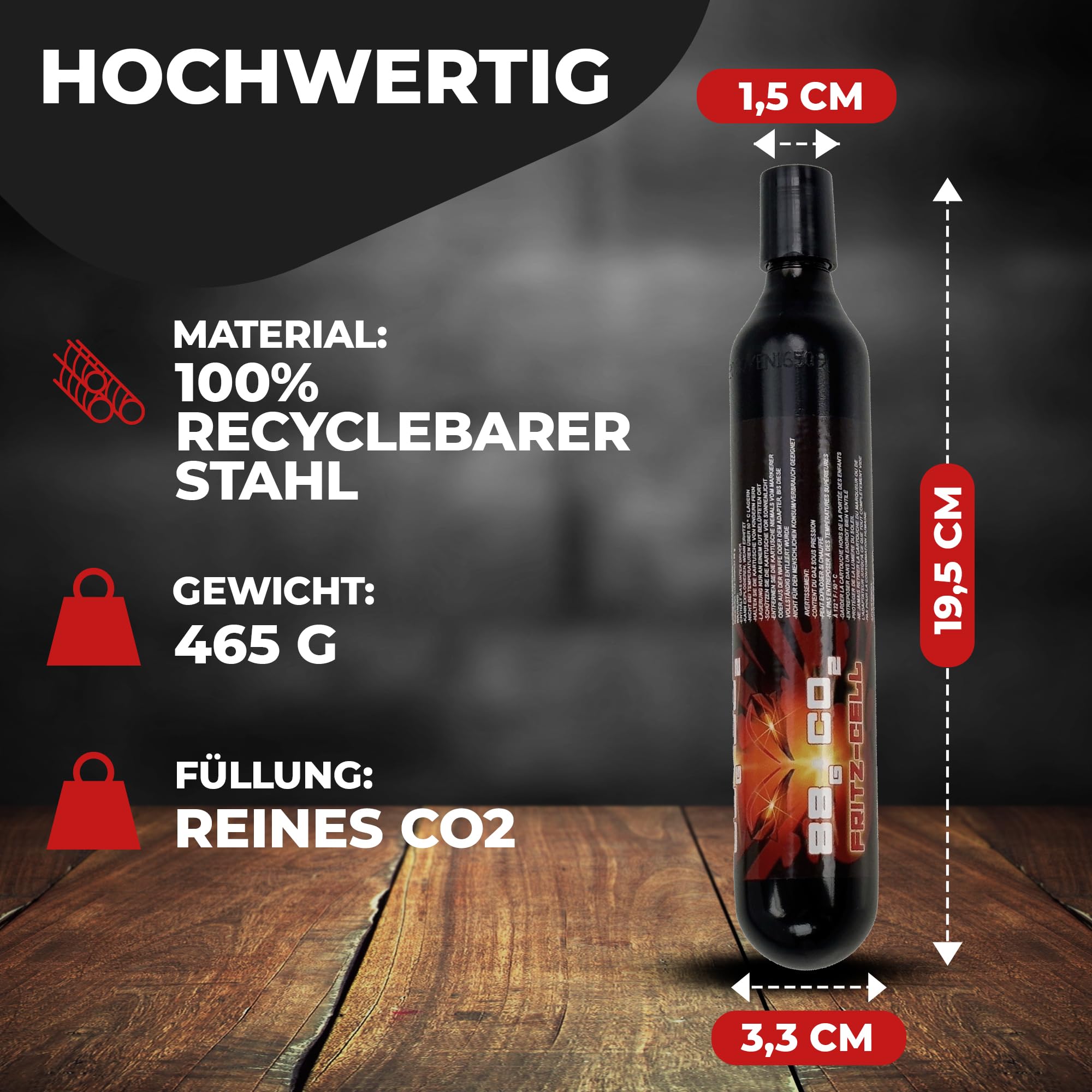 10 x Fritz-Cell 88g CO2 Kapseln Katuschen für Softair Paintball Gotcha CO2 Gewehr