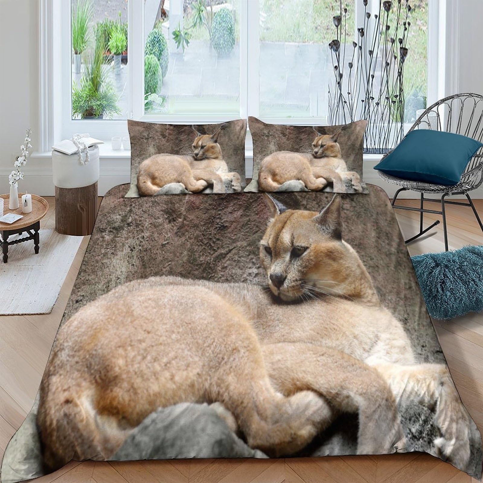 Ctjqhvkz Style-10 3D Printed Lion Cubs Fitted Sheet Microfiber Soft Animal Pattern Mattress Cover For Bedroom Dorm Protector Decor Single（135X200cm）