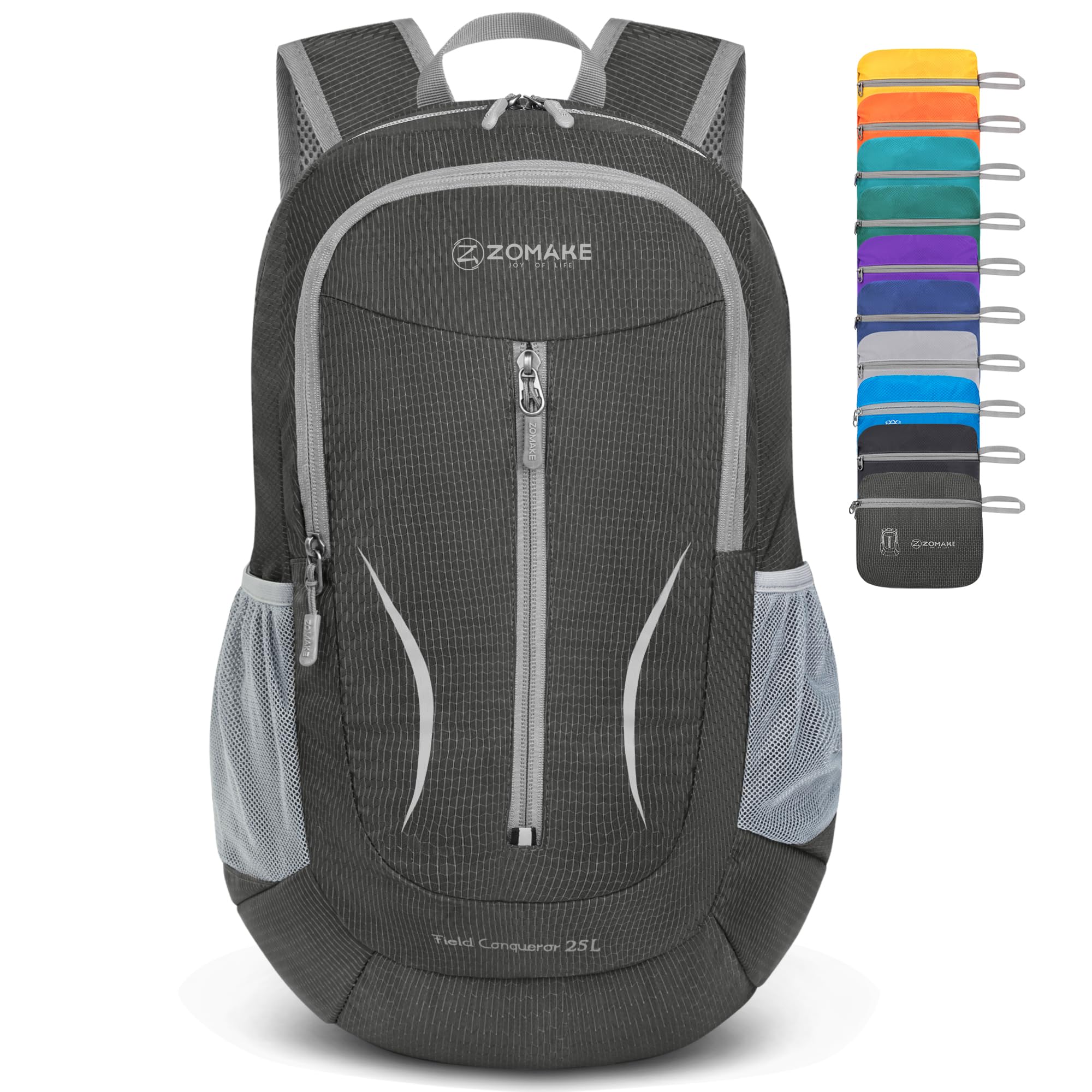 ZOMAKE Ultra Lightweight Packable Backpack 25L, Foldable Hiking Backpacks Water Resistant Small Folding Daypack for Travel(Dusty grey)