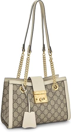 Pre-loved Ivory GG Supreme Canvas Padlock Tote Small, White