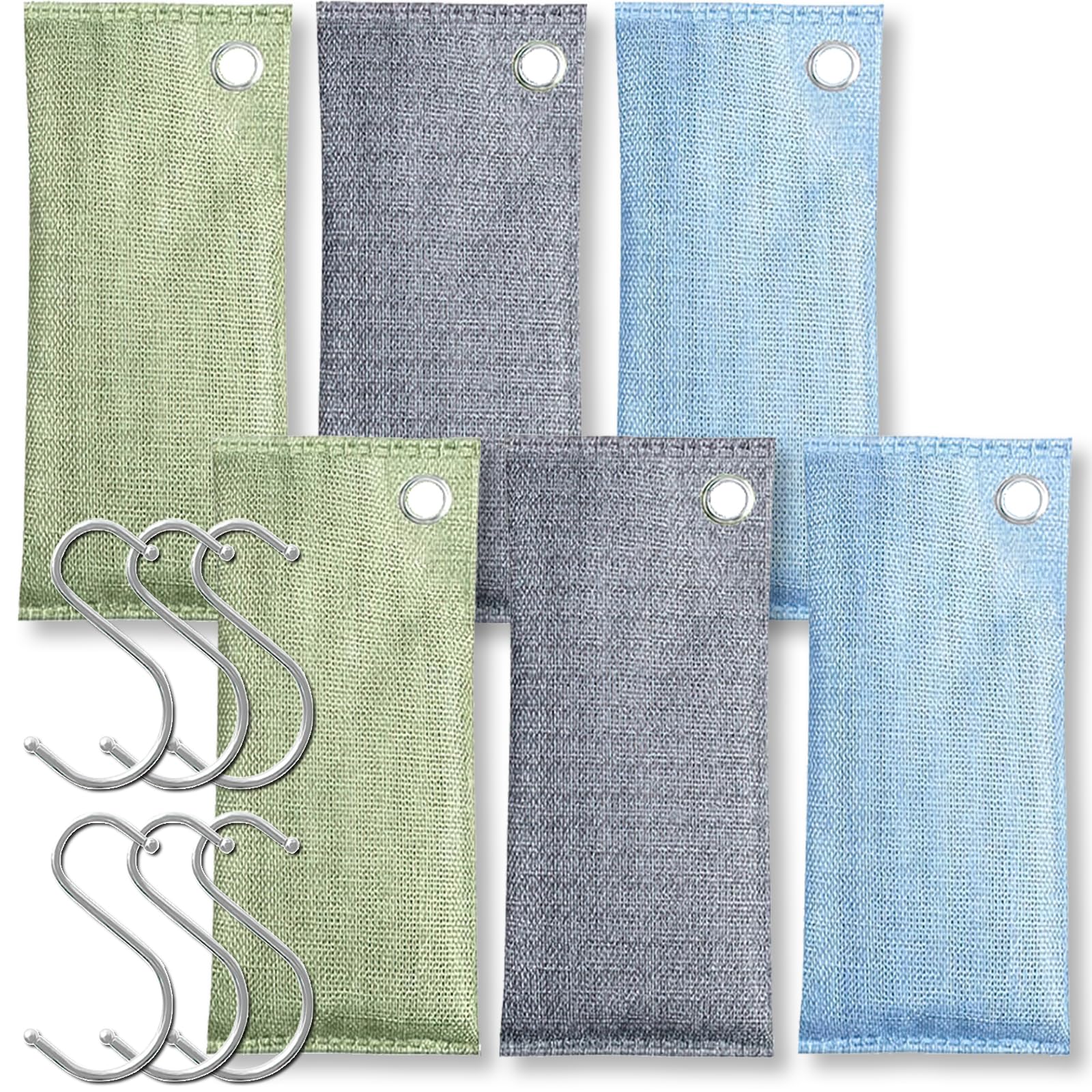 Seemo 6 x 85g(NT) Activated Charcoal Bag, Nature Fresh Bamboo Charcoal Air Purifying Bag, Activated Carbon for Odor Absorbing, Home, Car, Closet, Smoke Smell Remover, Air Fresher