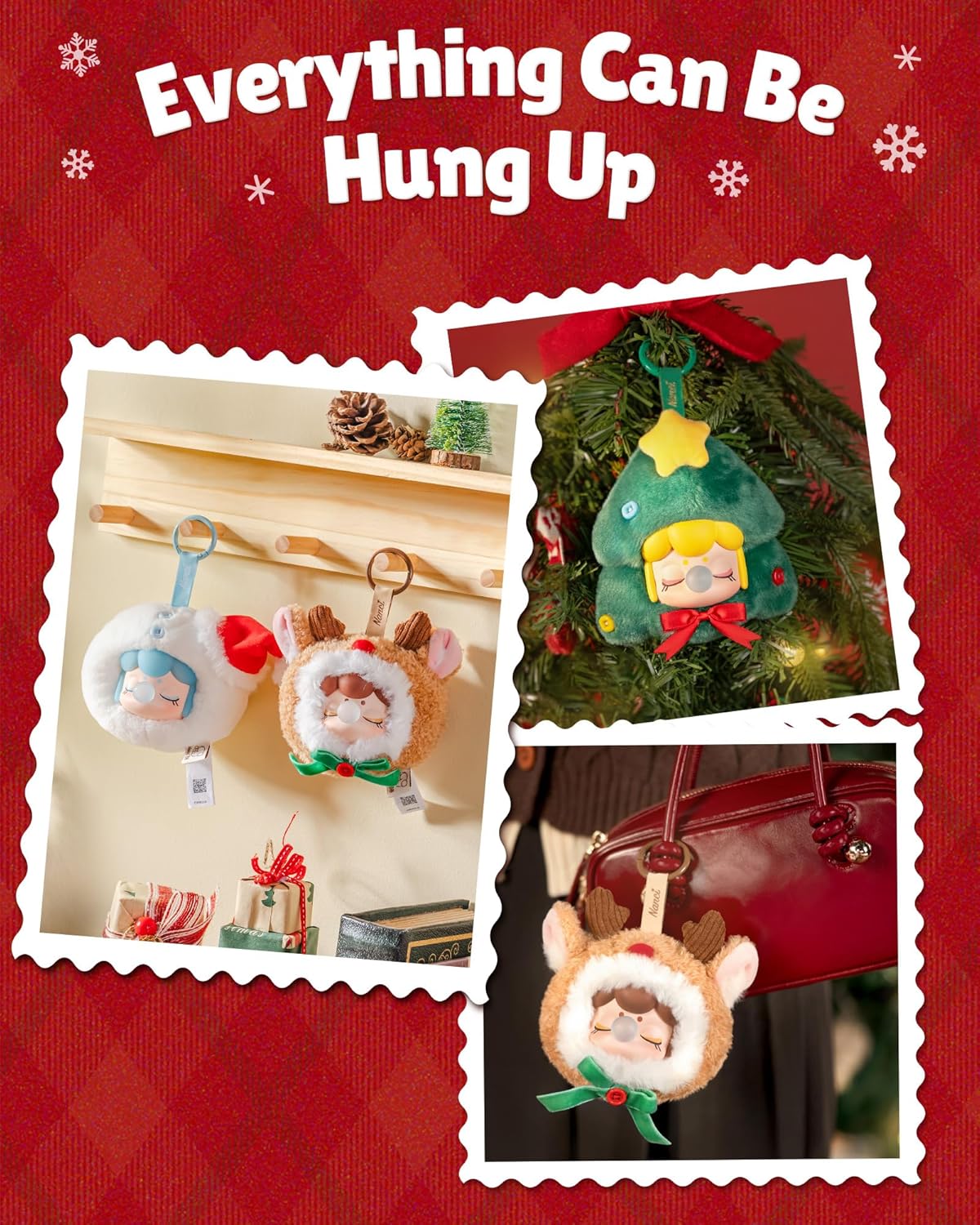 Rolife Nanci Christmas Plush Pendant Blind Box - Mini Cute Kawaii Stuffed Plush Figures Hanging Accessory