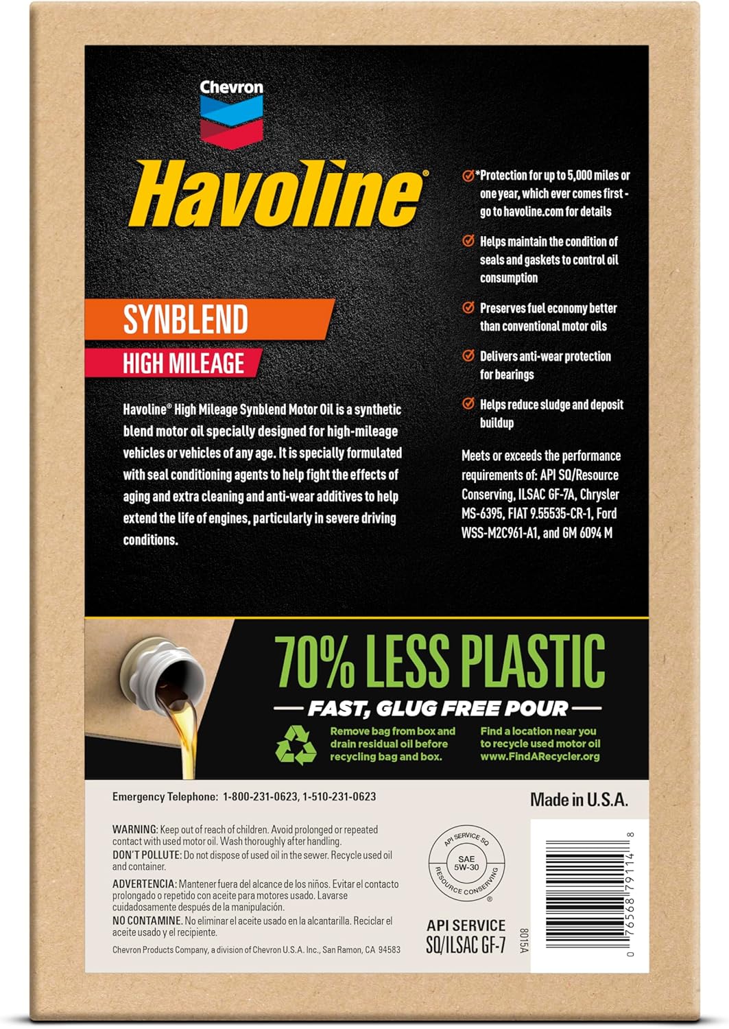 Havoline Motor Oil 5w30 High Mileage Synthetic Technology Smart Change Engine Oil, 5W-30, 6 Quarts, Pack of 1 - Image 4