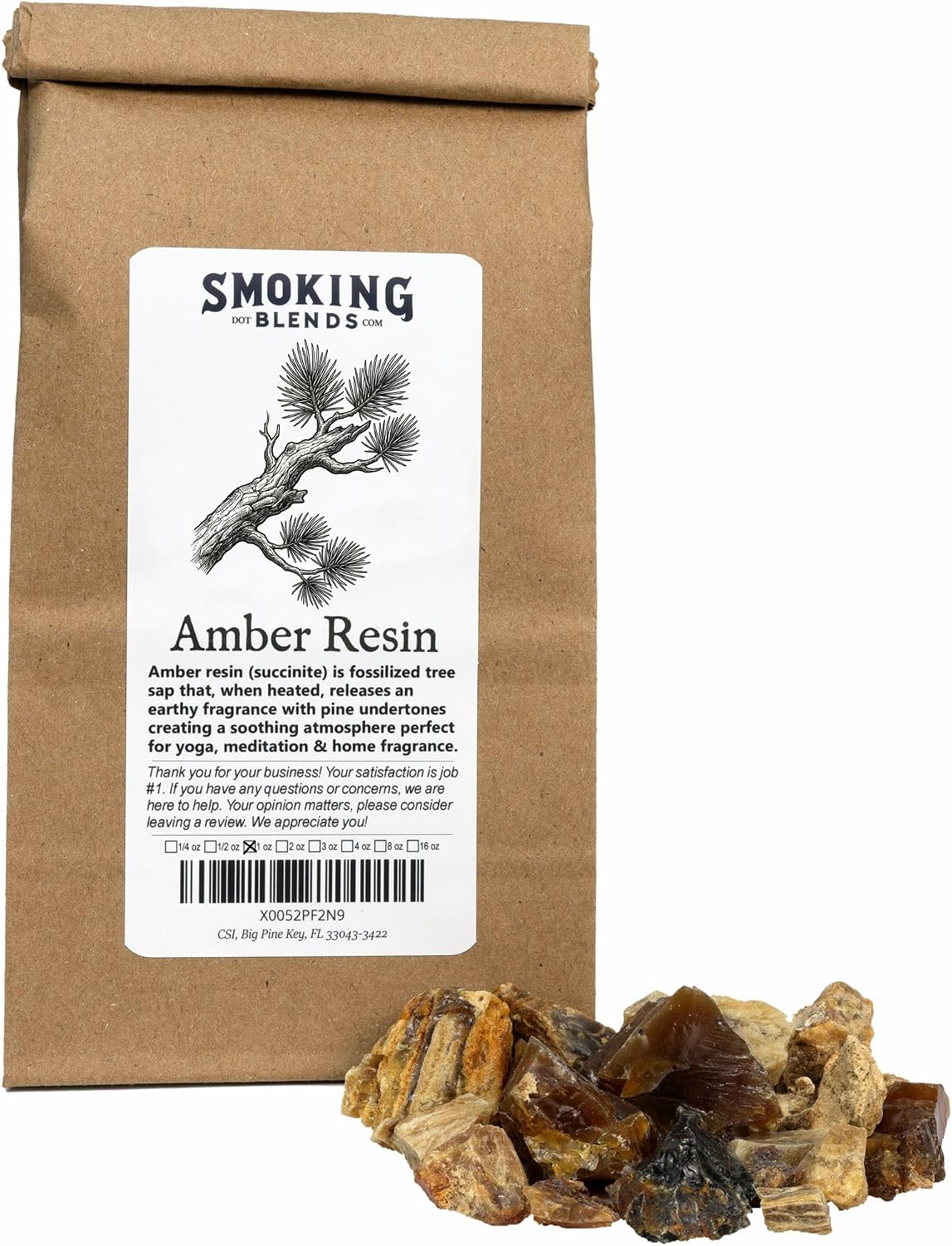 Amber Resin—Natural Incense for Premium Home Fragrance (Chunks 1 oz)