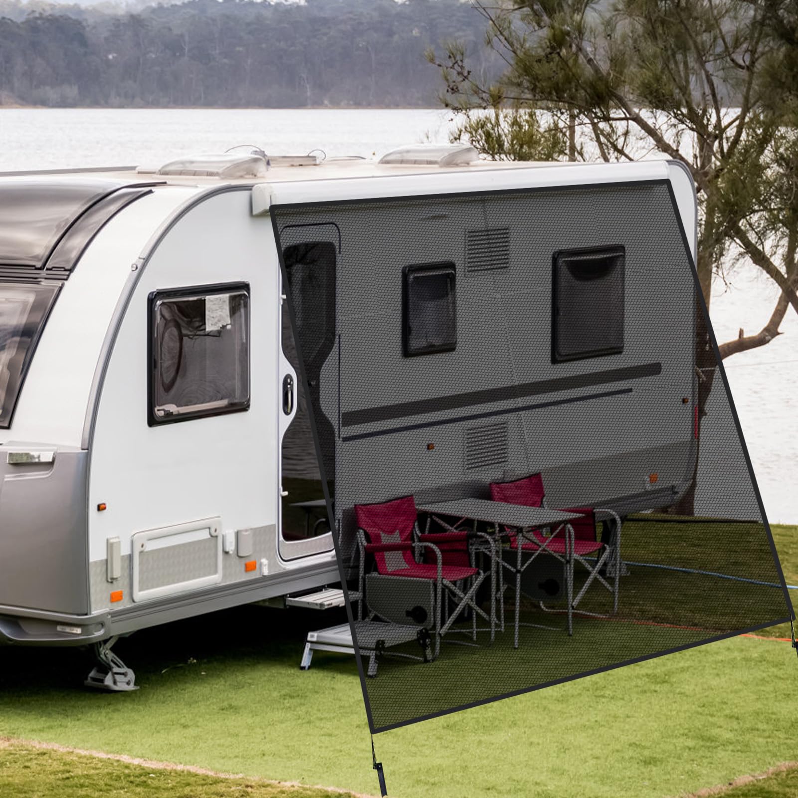markise für mobilheim Sonnenschutz Wohnmobil, 75% Wohnmobil View Blocker Sonnenschutz, Universelle sonnensegel markise wohnmobil, sunblocker markise wohnmobil mit Kompletten Sets, 2,4 m x 3 m Auto & Motorrad Farbgebung:Ral 5015 Canvas Wall Tent 3x3 Orange | Colors
