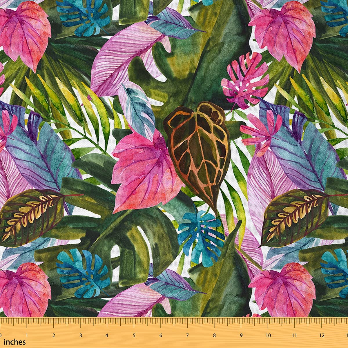 Palm Leaves Upholstery Fabric for Chairs Banana Leaves Fabric by The Yard Monstera Hawaii Tropical Leaves Decorative Fabric Botanical Natural Summer Indoor Outdoor Fabric, 2 Yards, Colorful