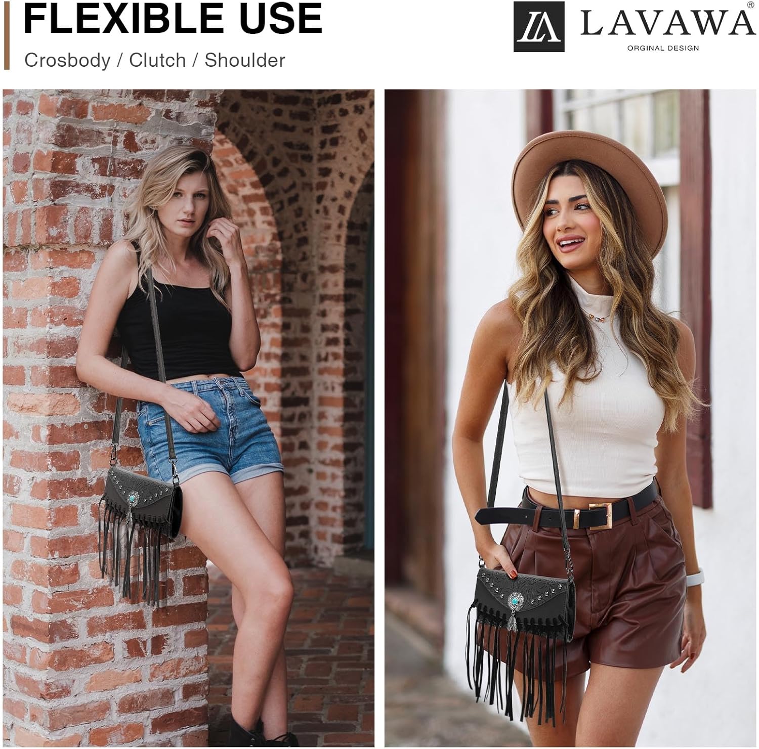 Small Crossbody Bags for Women Crossbody Handbag Fringe Purse Tassel Shoulder Bag Turquoise Concho Wallet - Image 2