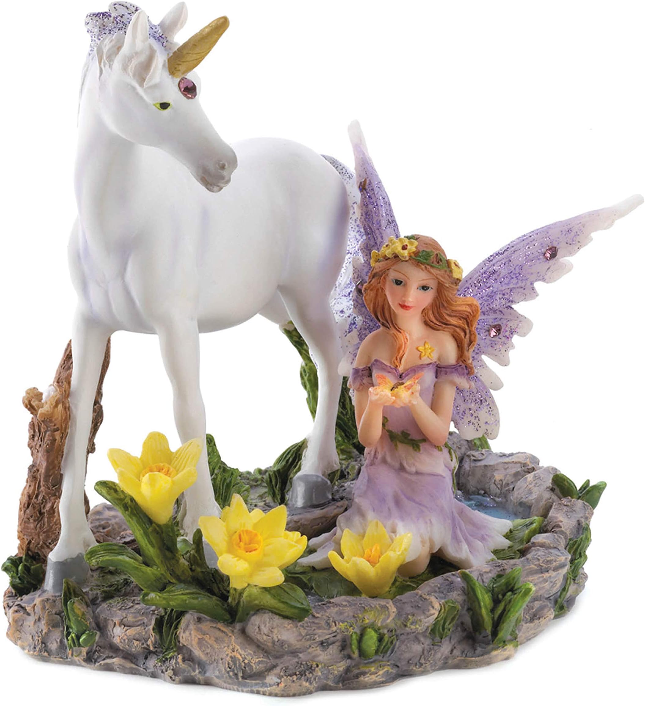Forest Magic Fairy and Unicorn Figurine 5.25x4.25x5