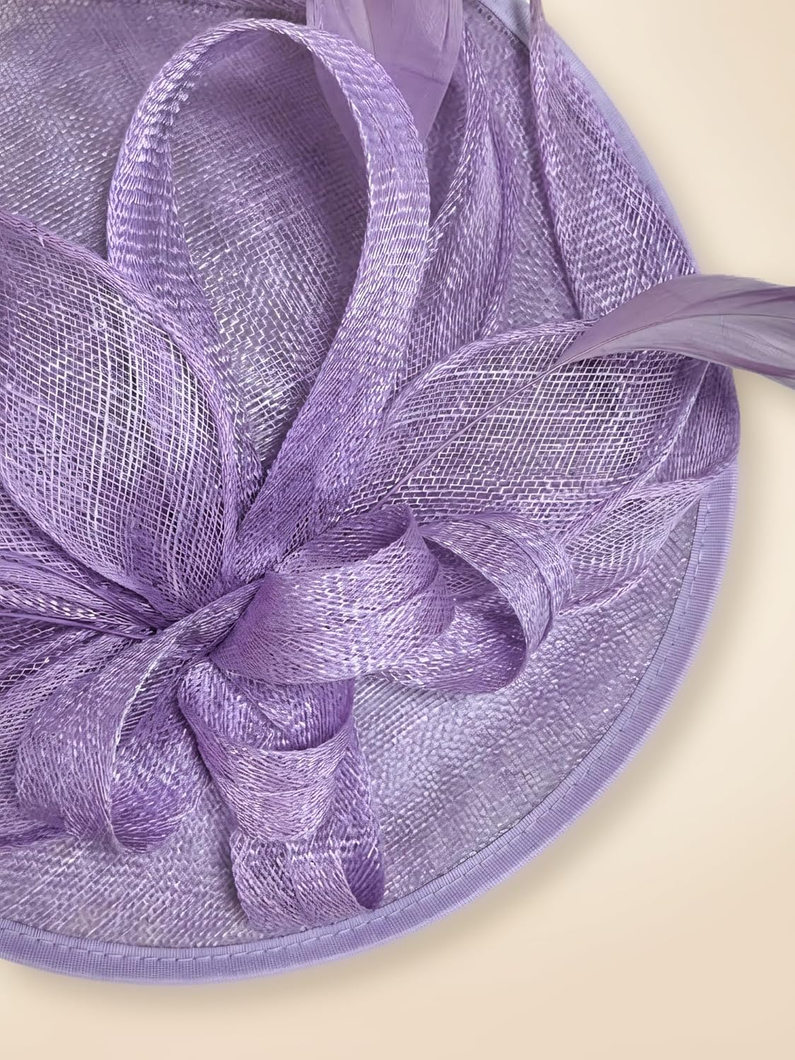 Women’s Lavender Fascinator Hat with Sculpted Floral Mesh, Lightweight Disc Base, Elegant Tilted Headpiece for Wedding Guest, Tea Party & Special Events