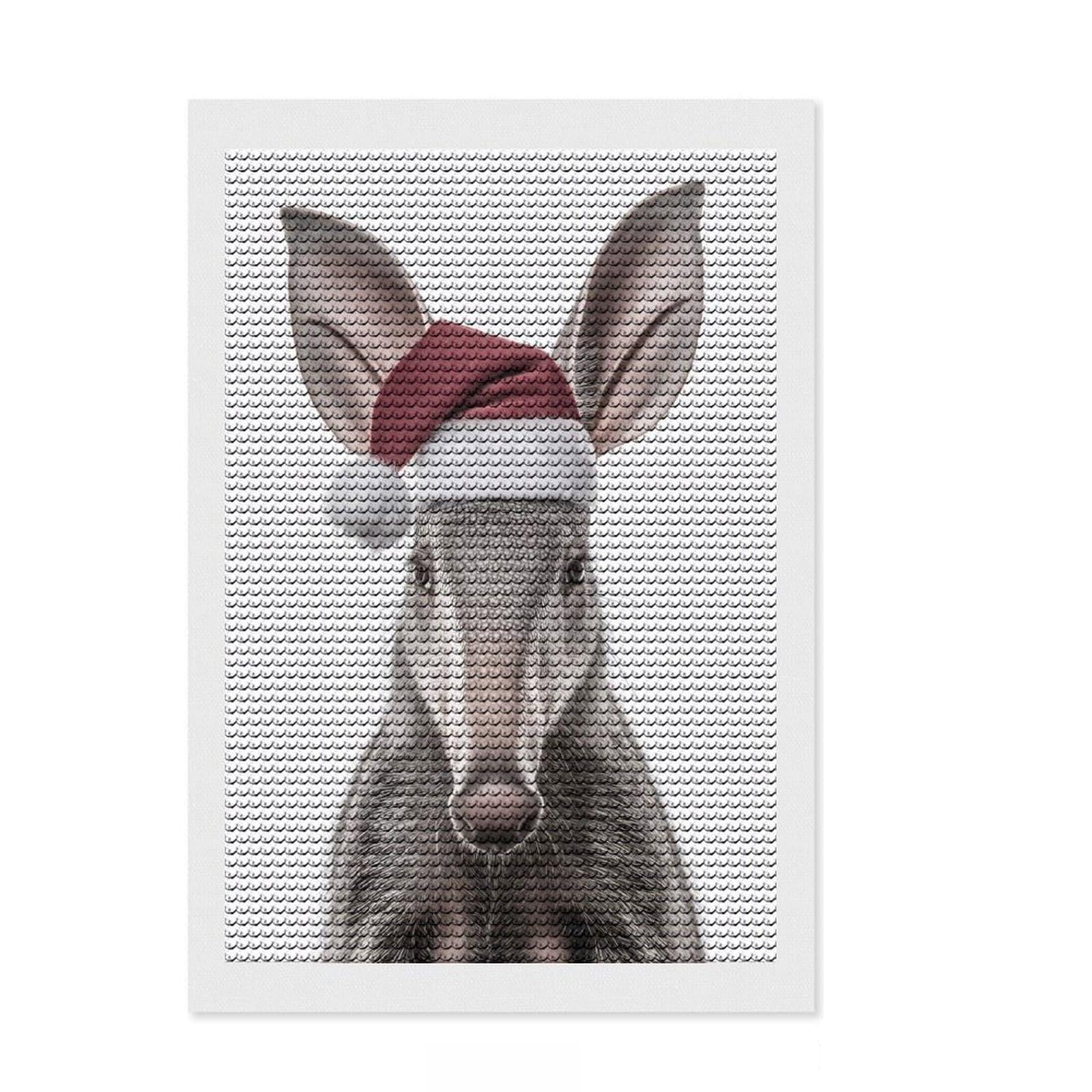 Junmoney Aardvark Christmas Portrait Diamond Painting Canvas Set 8"x12", Adhesive Canvas, Neat Printed Canvas, Modern Decor, for Craft Lovers