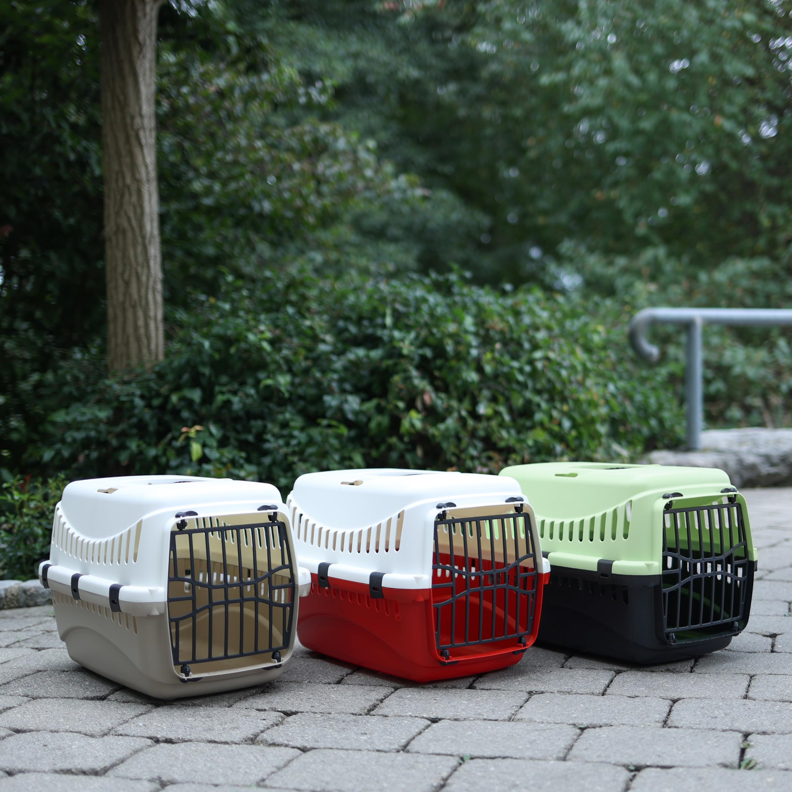Kerbl Pet Cage de Transport Expedion, Vert/Noir, 45 x 30 x 30 cm, Cage pour Chien, Cage pour Chat, Transport pour Chien, Plastique, Petits Chiens, Chats