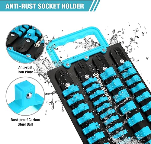 Miniatura 3 de DURATECH Organizador de Dados, Soporte Portátil de Dados de 80 Piezas con Mango, Bandeja de Dados ABS para Montaje en Pared y Carro de Herramientas,