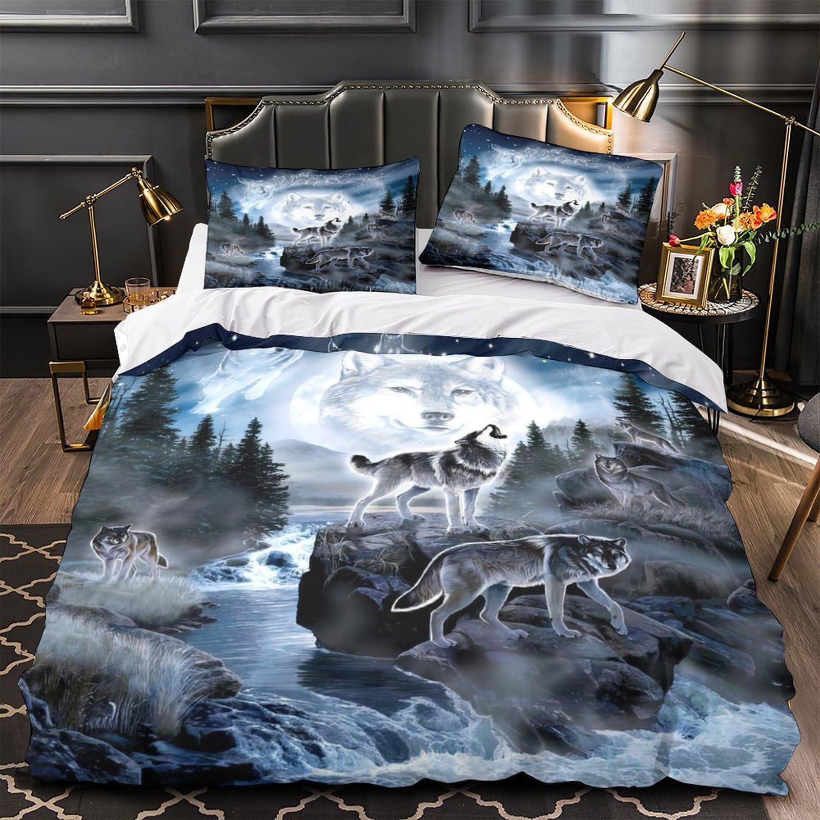 Parure de lit d'hiver en microfibre Super King avec housse de couette imprimée 3D